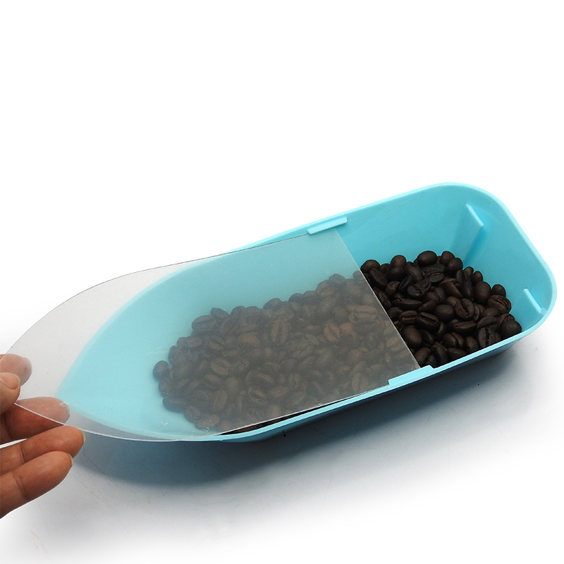 Coffee bean tray, boat-shaped with transparent lid