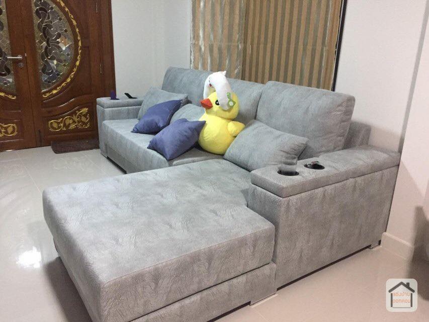 โซฟาเบด 3 ที่นั่ง L-Shape พับนอนได้ (ผ้าชามัวร์) รุ่นRelax แขน My Home