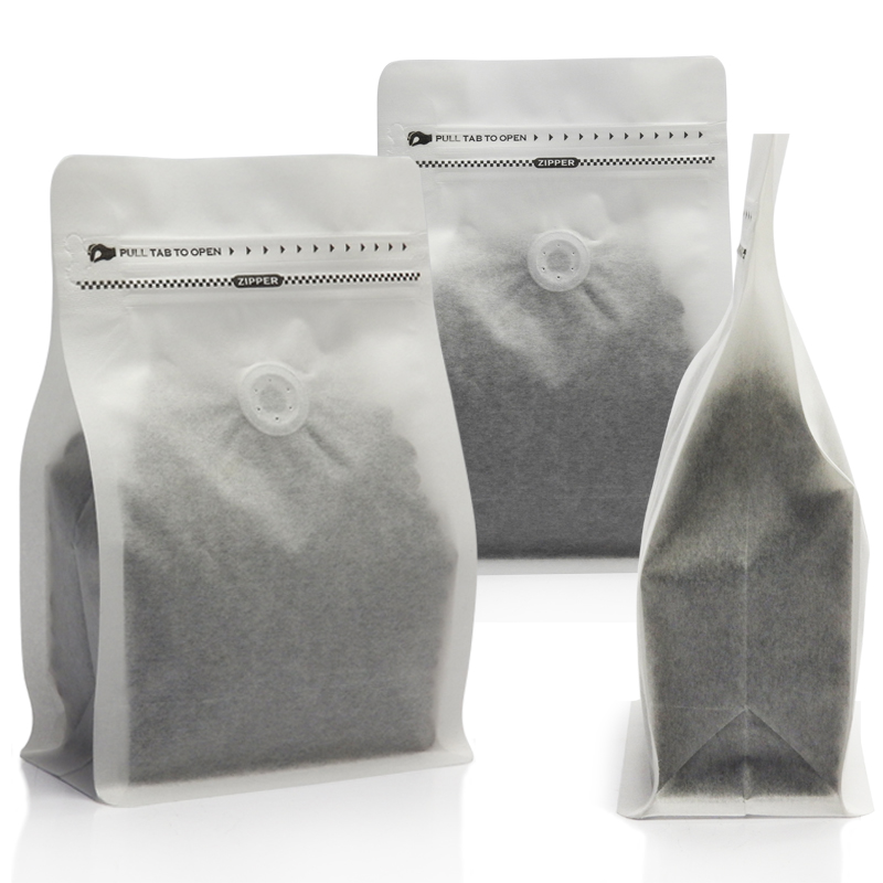Cube Series coffee bag 250g with valve, zip lock, can stand, expandable beside (50PCS Per Pack)