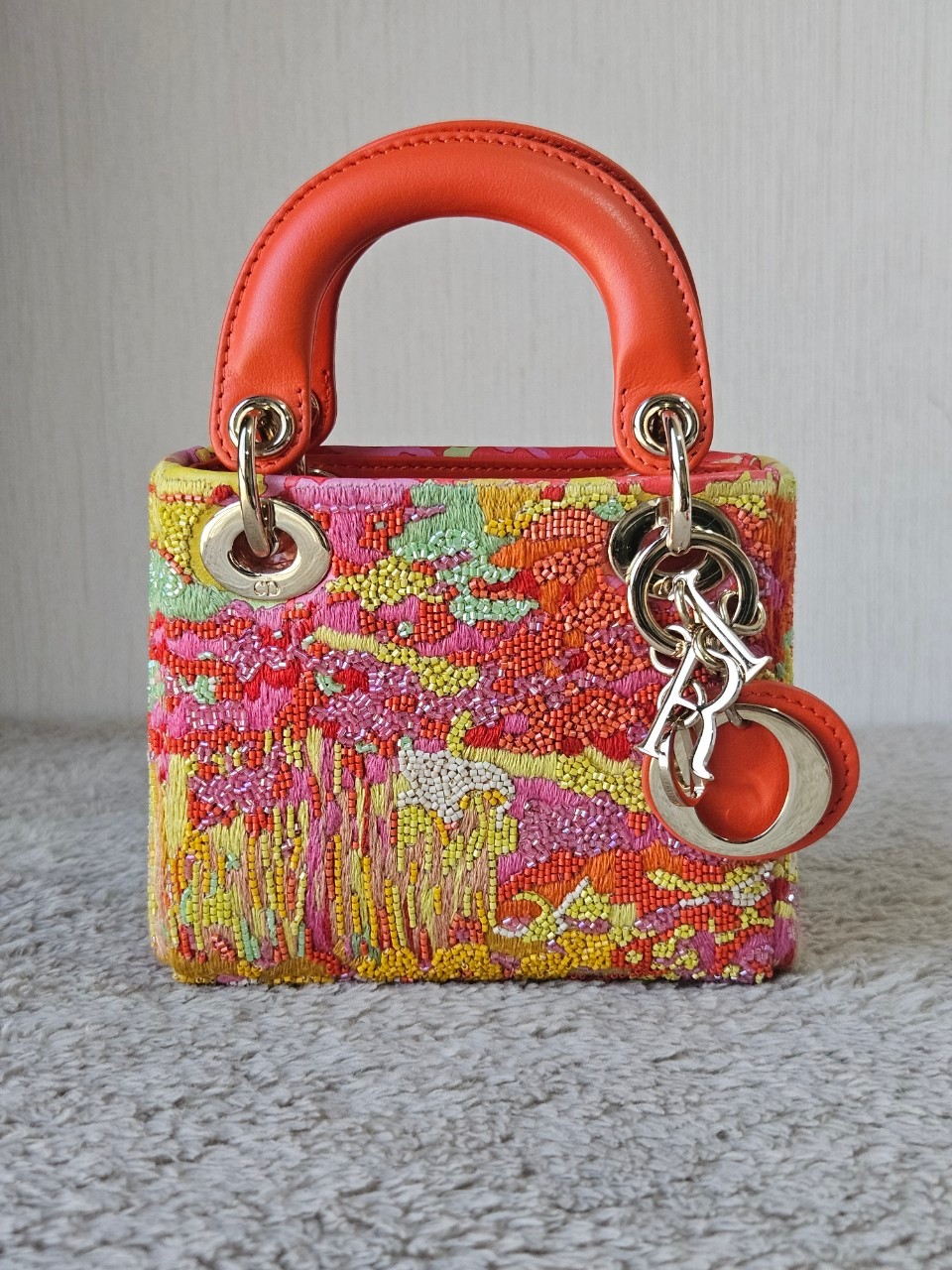 Lady Dior Micro Multicolor - Orange Gold Hardware