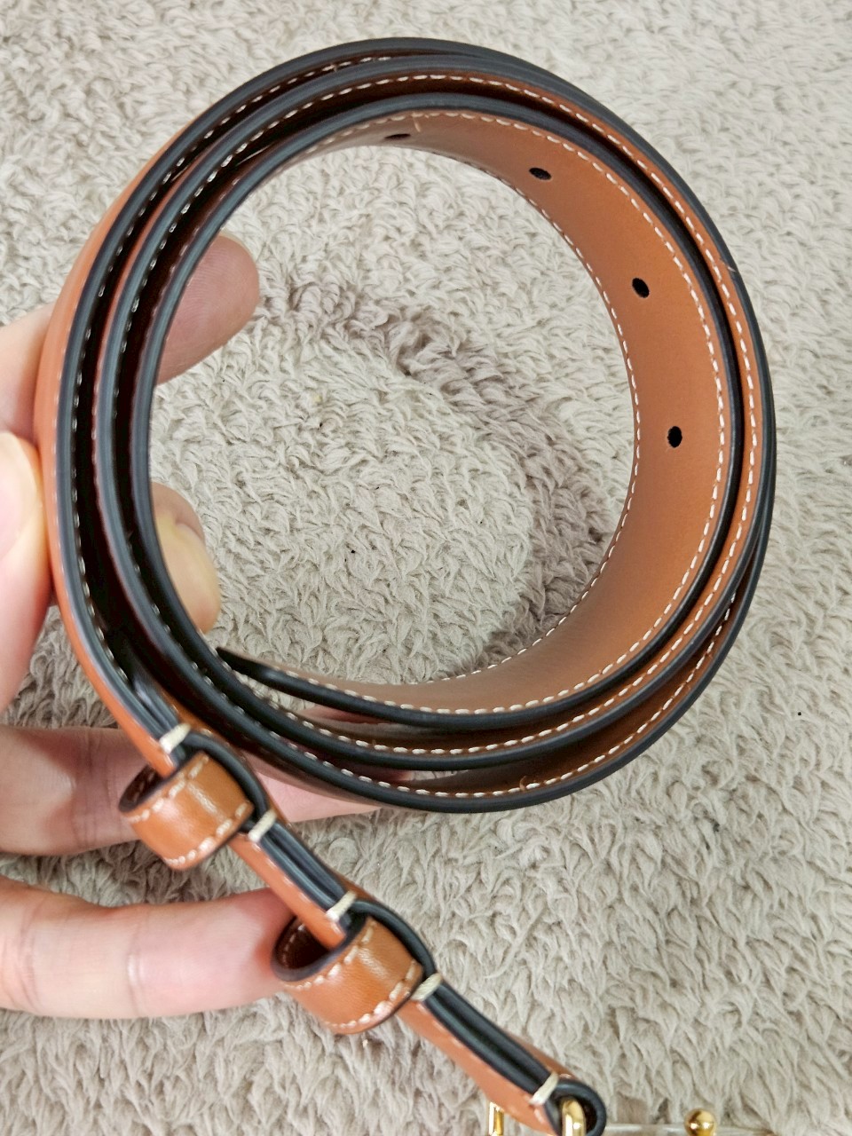 Celine Medium 25MM Triomphe Belt สีน้ำตาล