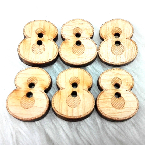 Wood number button - Number 8 (size 40L,6pcs/pack)