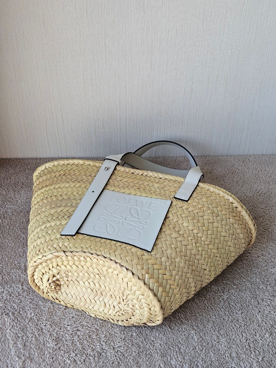 Loewe Basket Bag In Palm Leaf and Calfskin