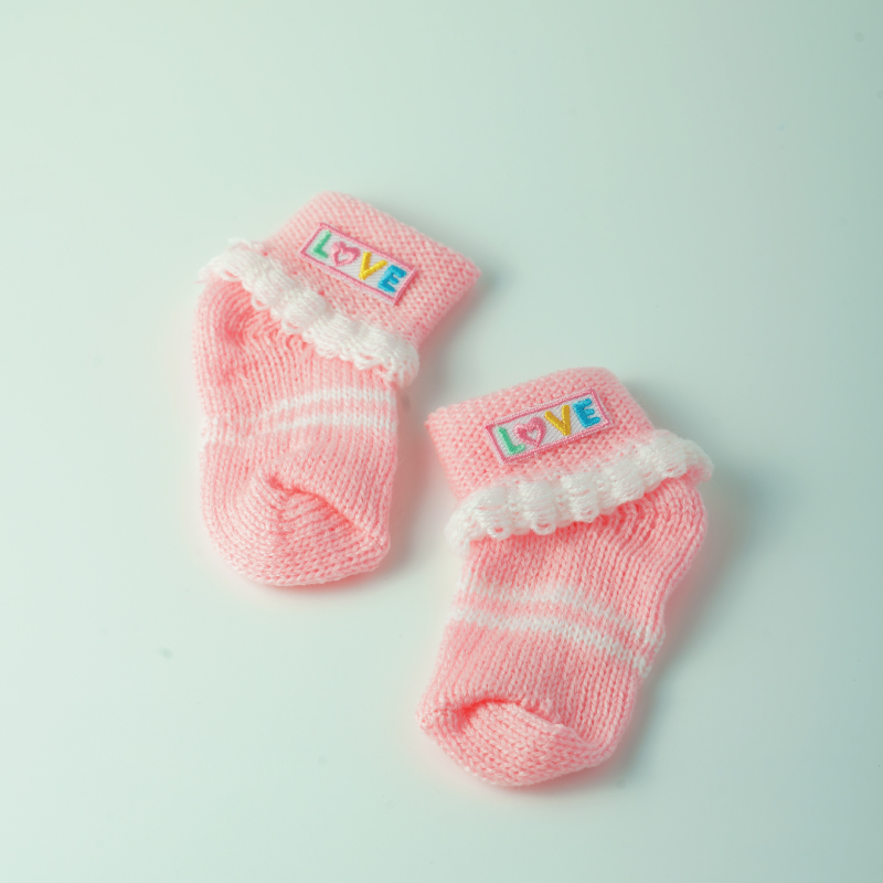 ขายส่ง ถุงเท้าเด็กอ่อน ถุงเท้าทารก ถุงเท้าเด็กแรกเกิด รุ่นถุงเท้าพื้นสี-ปักLOVE (ราคาต่อโหล) nongnini1988