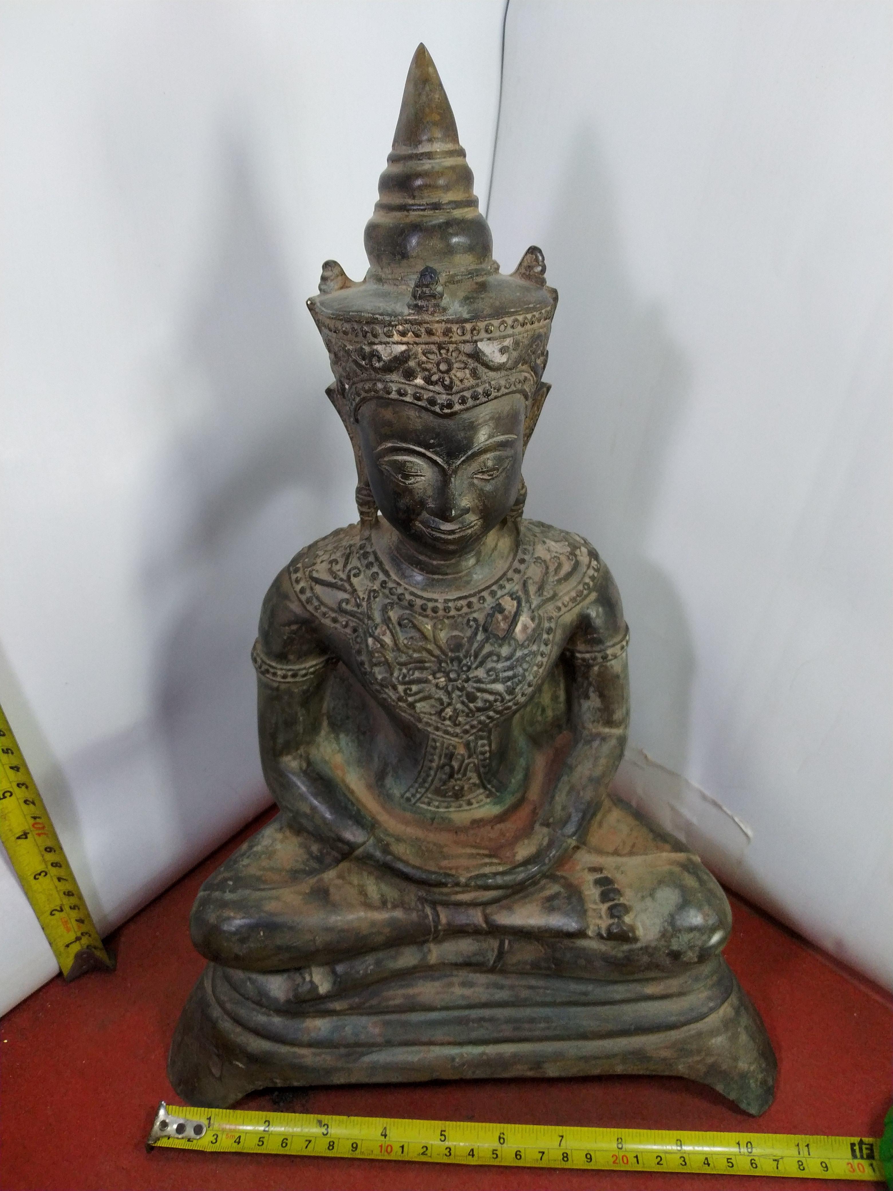 พระอู่ทอง ทรงเครื่อง หน้าตัก 9 นิ้ว เนื้อสำริด สภาพเก่า
