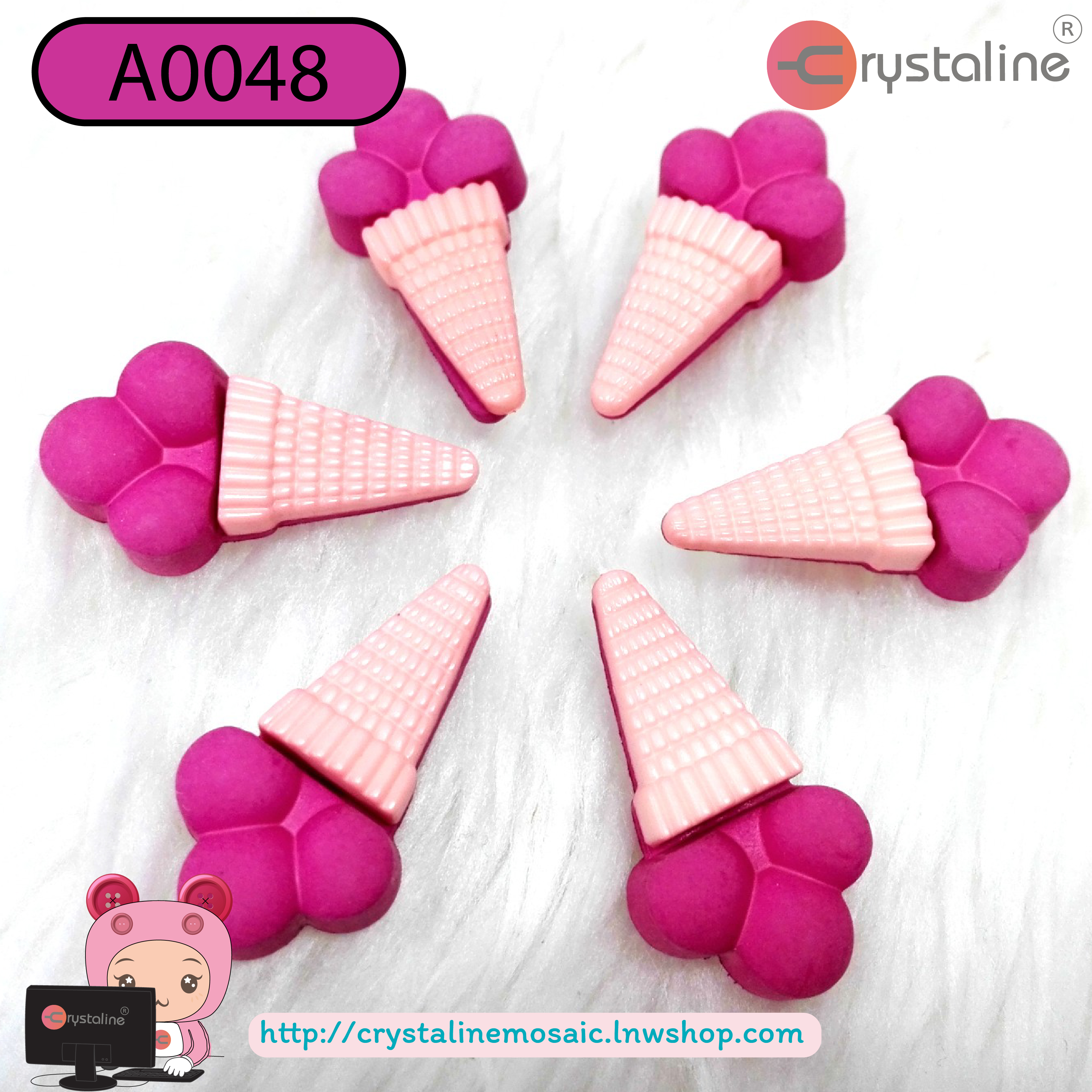 Ice cream button - pink col. (size 47L,144pcs/pack)