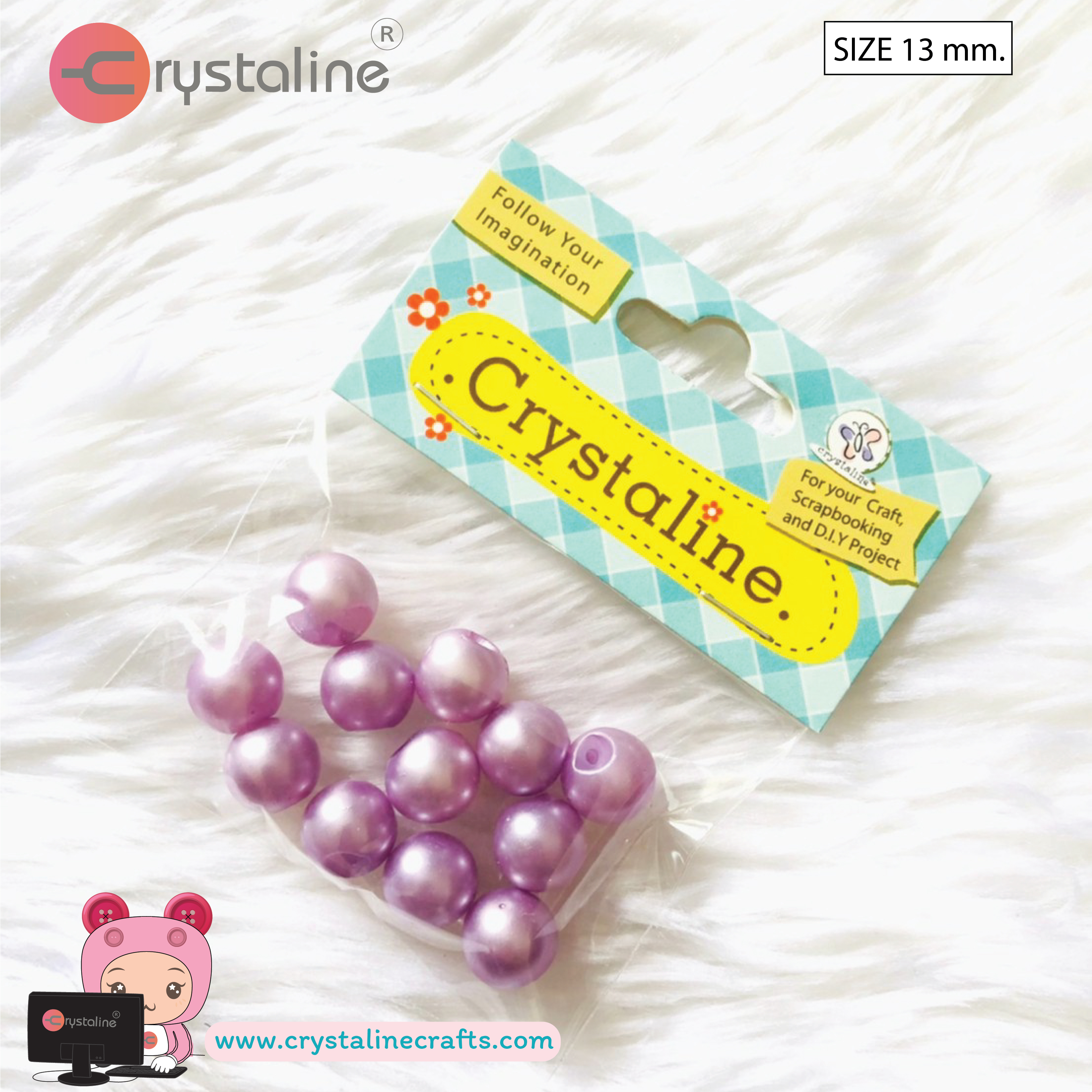 Pearl bead - Purple col. (size 14 mm,12pcs/pack)