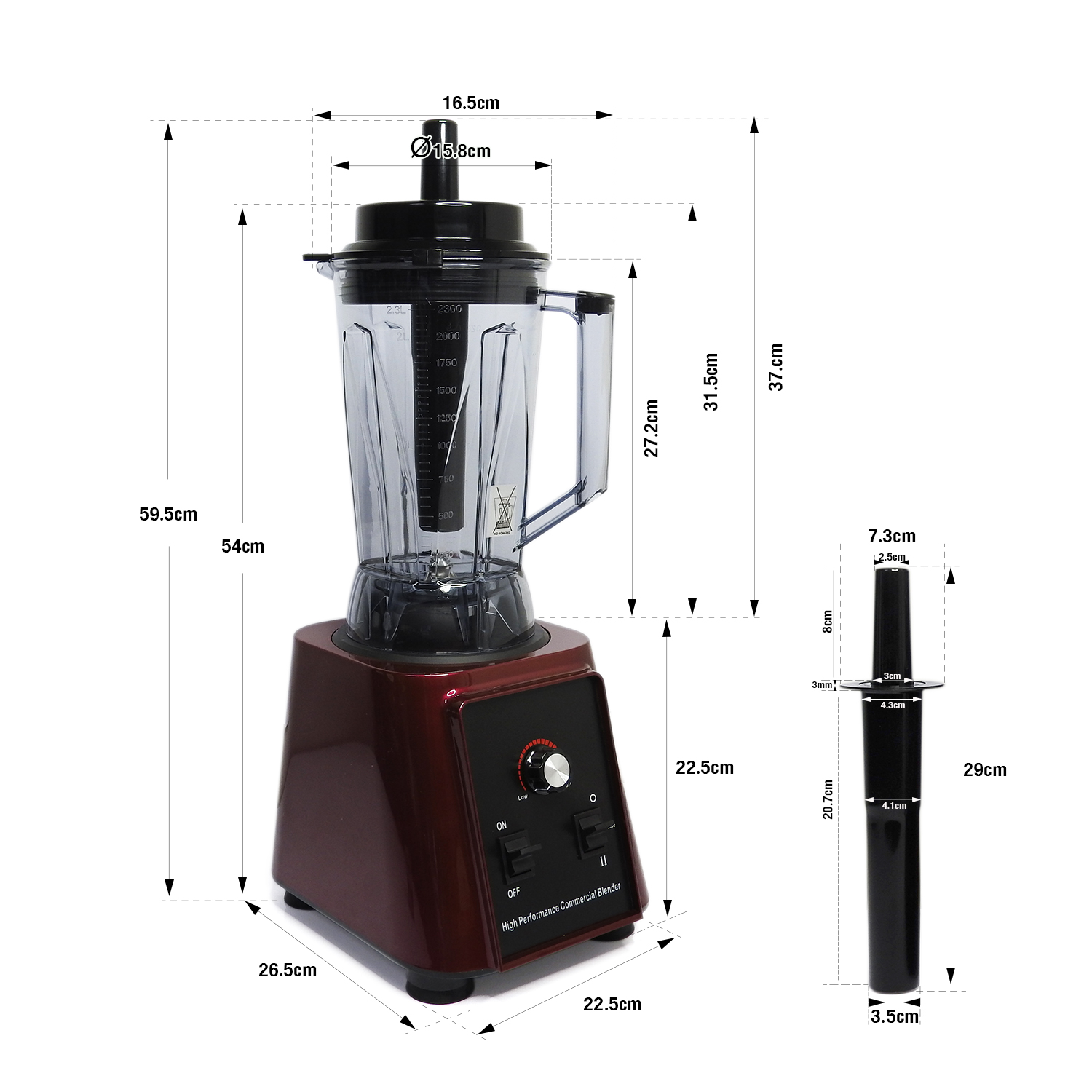 Vegetable and fruit blender 1680W with 2.3L Jar