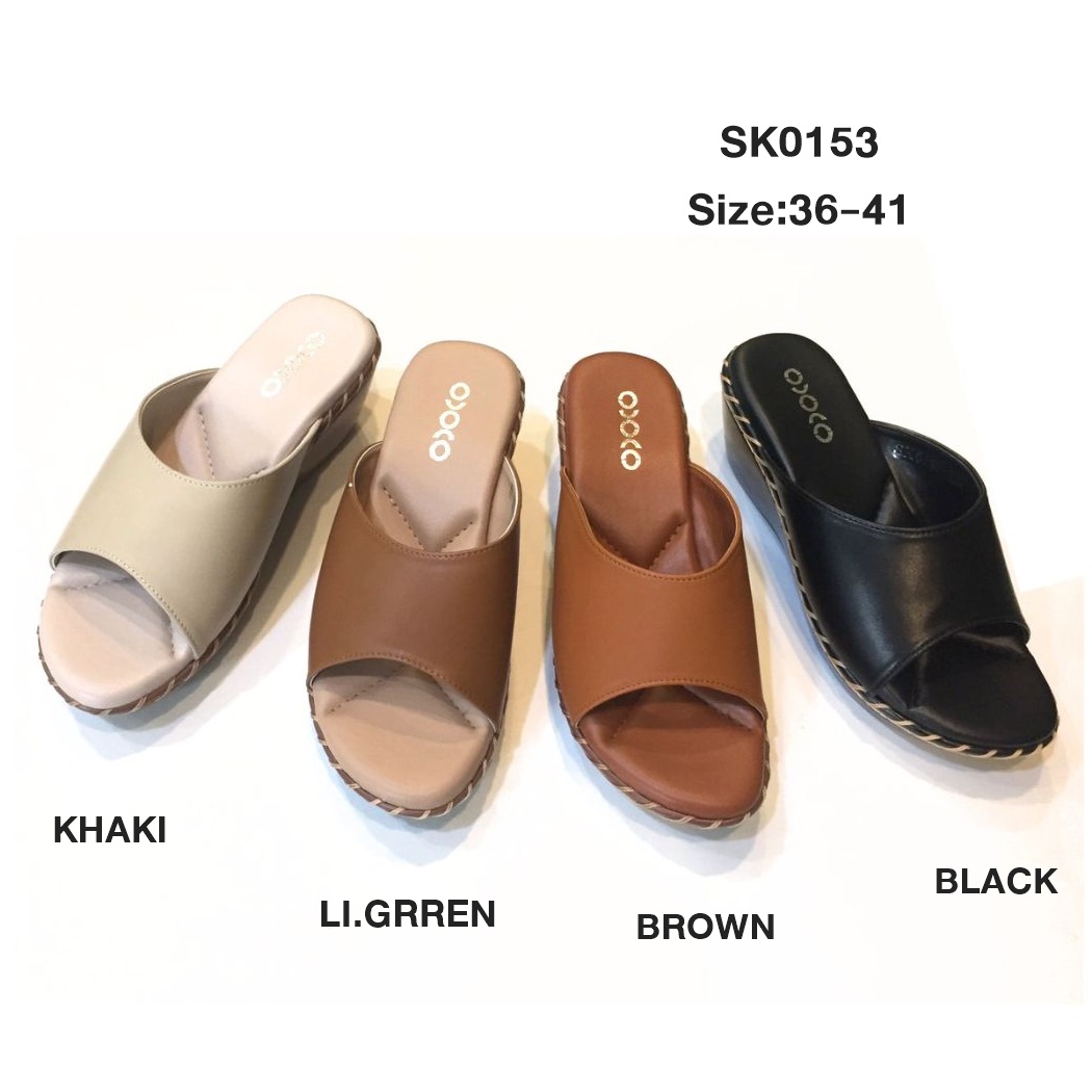 รองเท้าแตะเพื่อสุขภาพ รองเท้าแตะหญิง รองเท้าแฟชั่น หน้าสวม sandals women fashion ส้นเตารีดเย็บเชือก สูง2นิ้ว นิ่มใส่สบาย SK0153