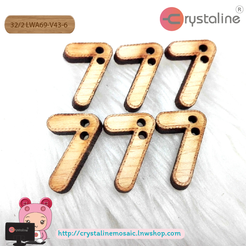 Wood number button - Number 7 (size 40L,6pcs/pack)