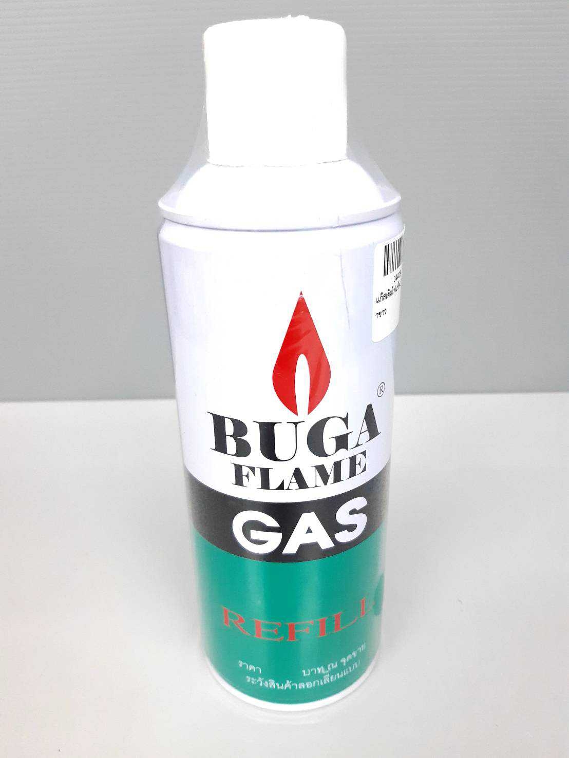 แก๊สเติมไฟแช๊ค 200กรัม. ใหญ่ ฝาขาว BUGA FLAME GAS