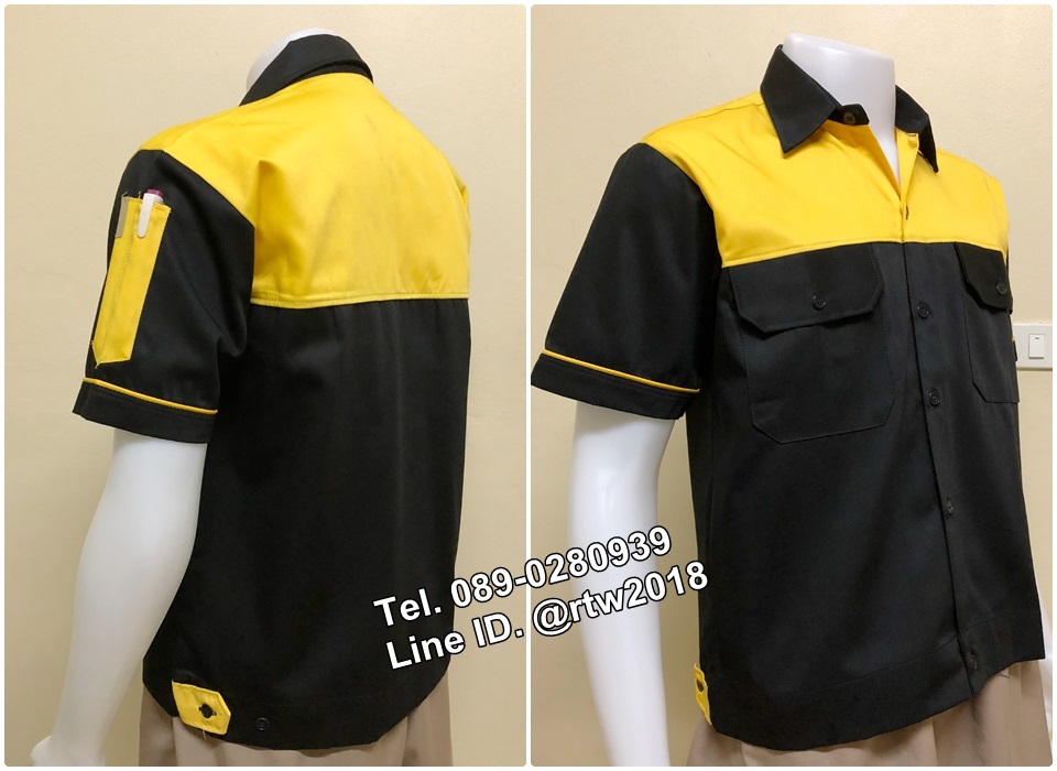 รหัส A51 : เสื้อช็อปแขนสั้นแบบดำอกเหลือง