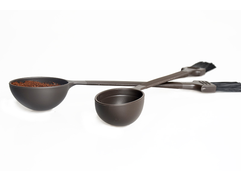 Nylon Espresso Machine Brush Coffee Cleaning Tool with Professional Measuring Scoop (Brown)