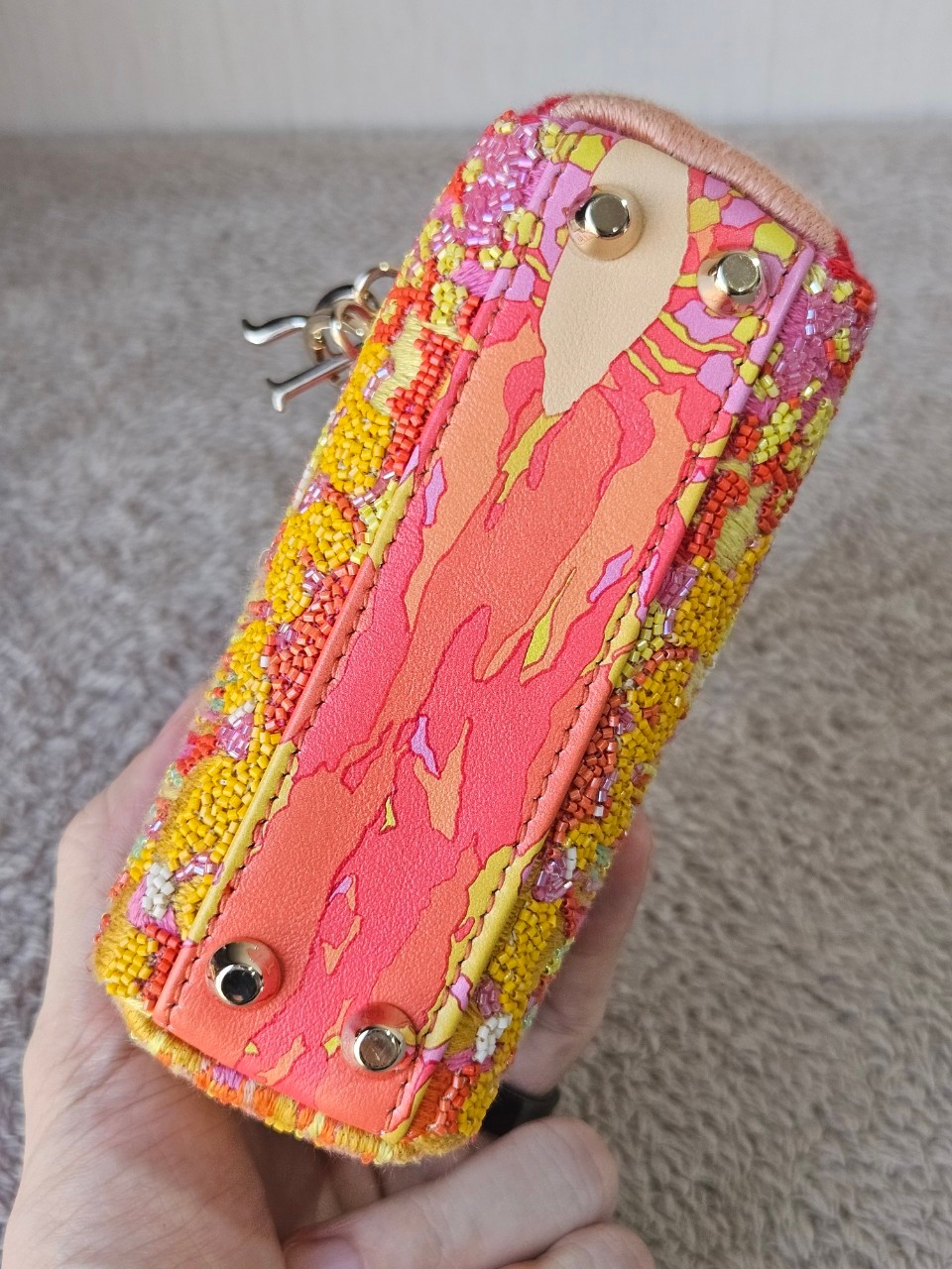 Lady Dior Micro Multicolor - Orange Gold Hardware