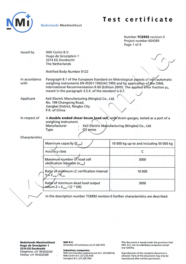 KELI LOAD CELL FOR TRUCK SCALE (สำหรับเครื่องชั่งรถบรรทุก) QS