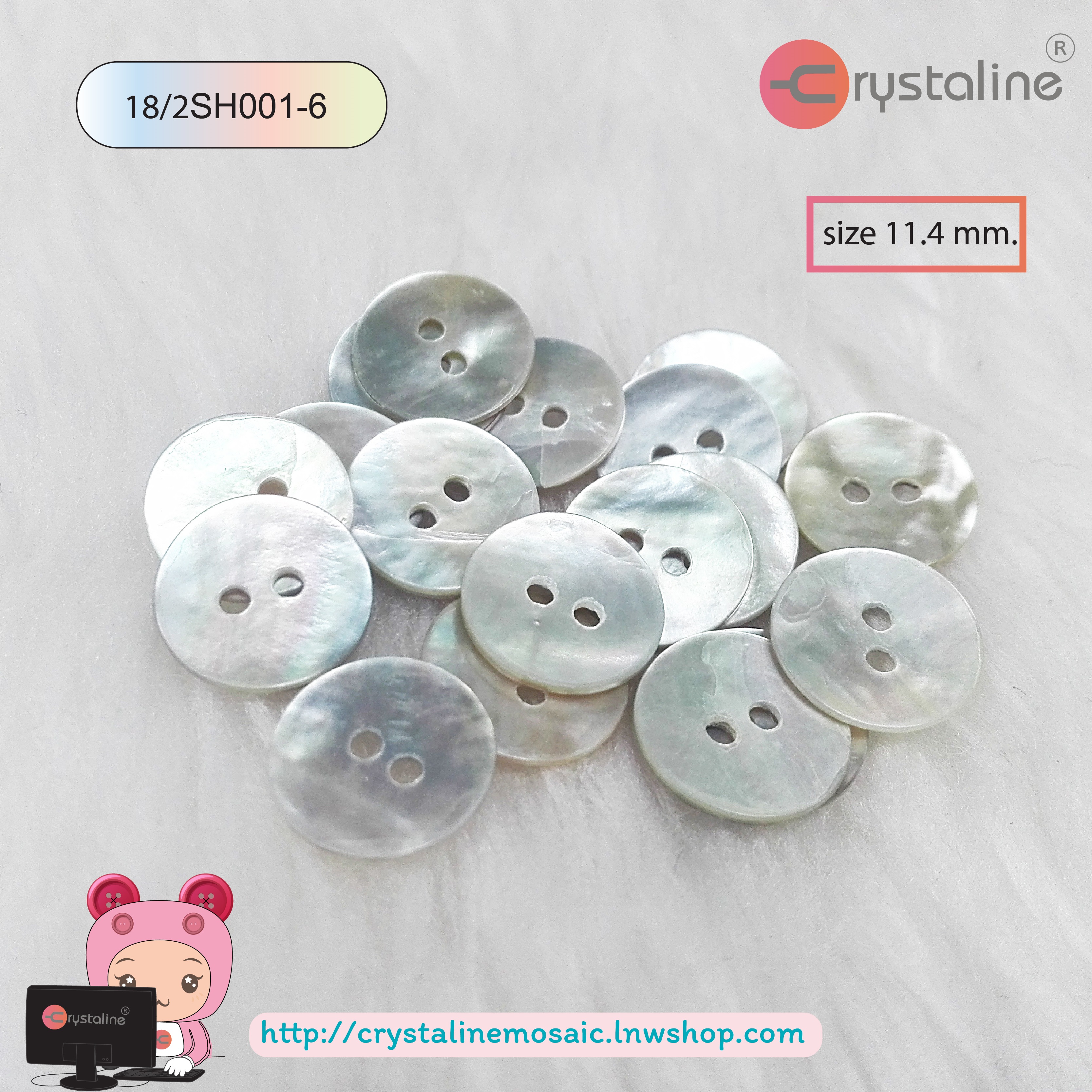 Shell button - Natural col. (size 18/2L,18pcs/pack)