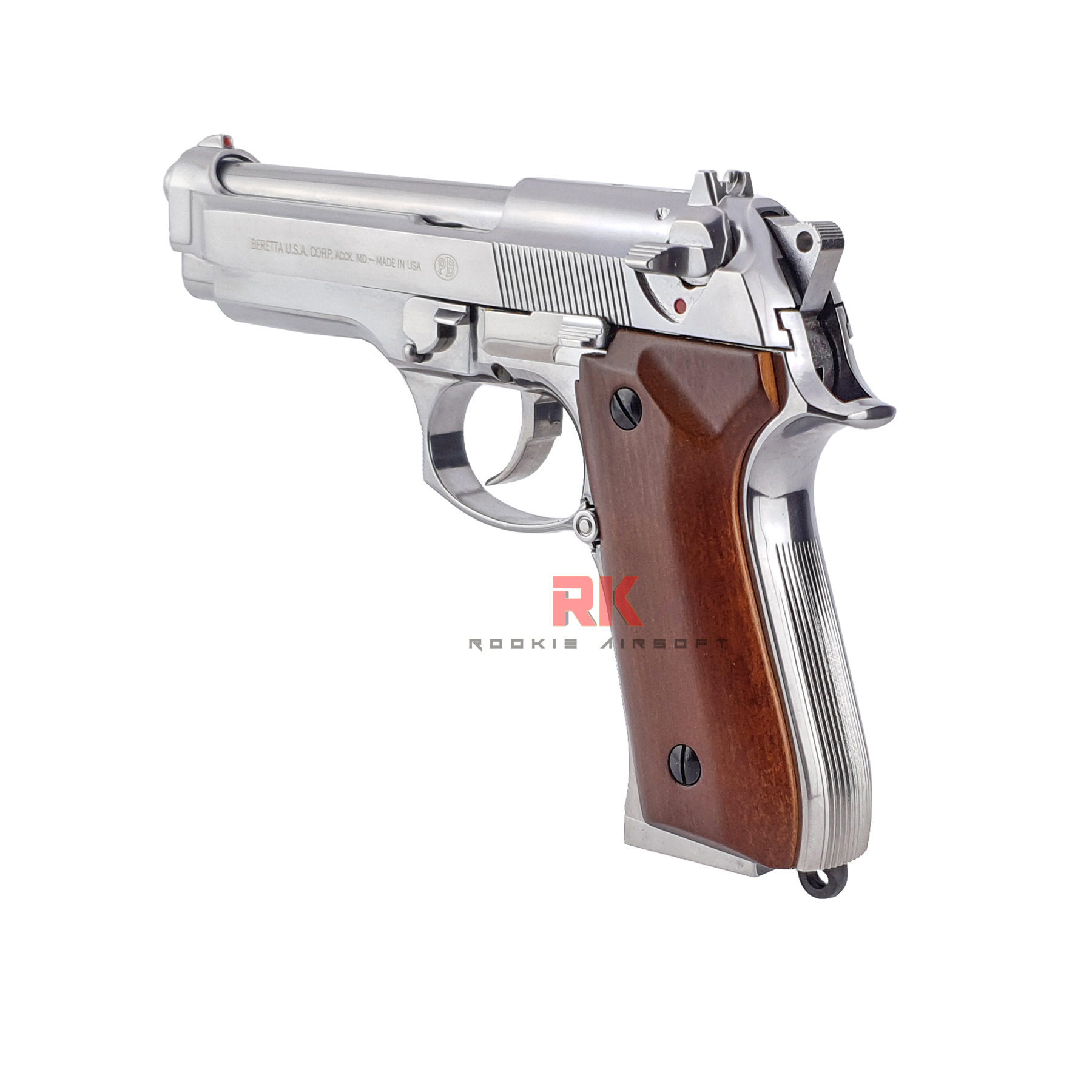 SRC Beretta M92 กริปไม้ GBB - Silver