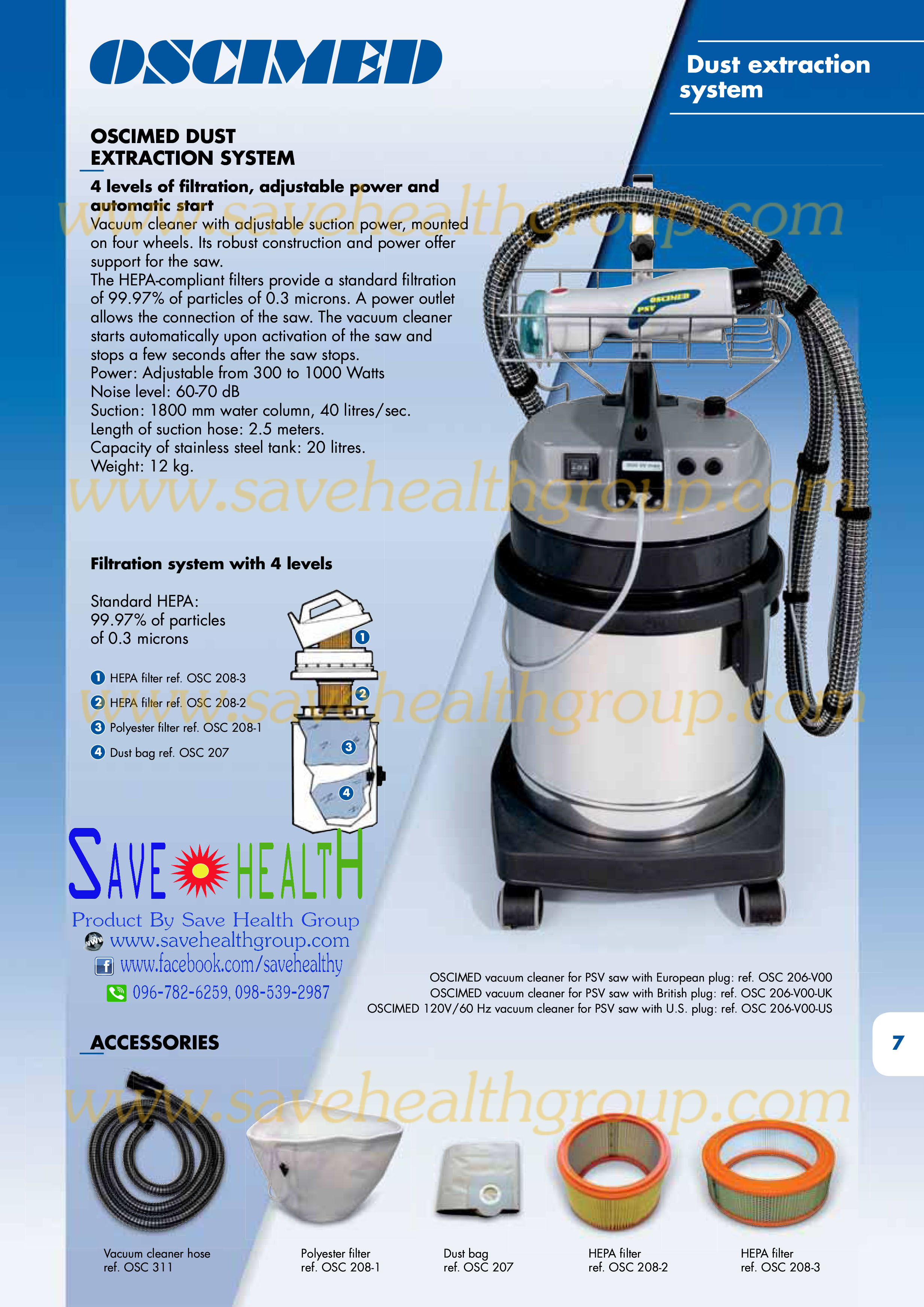 เลื่อยตัดเฝือก พร้อมเครื่องดูดฝุ่นเฝือก OSCIMED PSV ของแท้จากผู้ผลิต ทวีปยุโรป