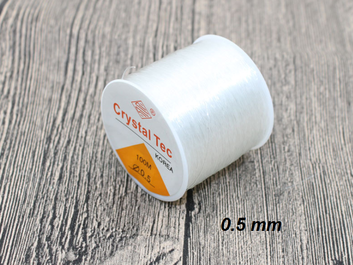 ขายส่ง เอ็นร้อยลูกปัด เอ็นยืด แบบเส้นกลม เบอร์ 0.5 (ขนาด 0.5มิล) สีใส (1ม้วน ความยาว 100เมตร)