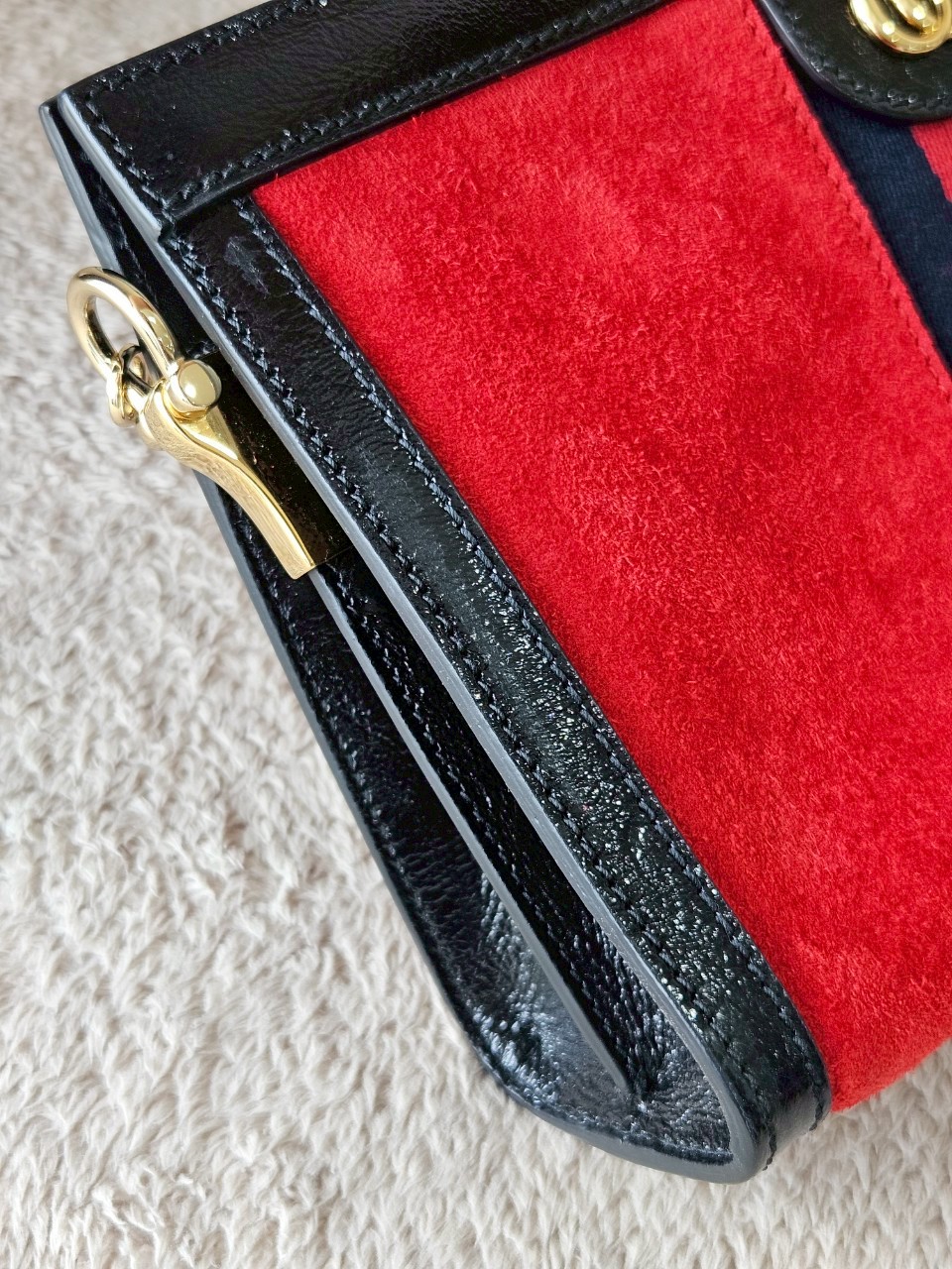 Gucci 503877 Ophidia Red Suede Chain Shoulder Bag