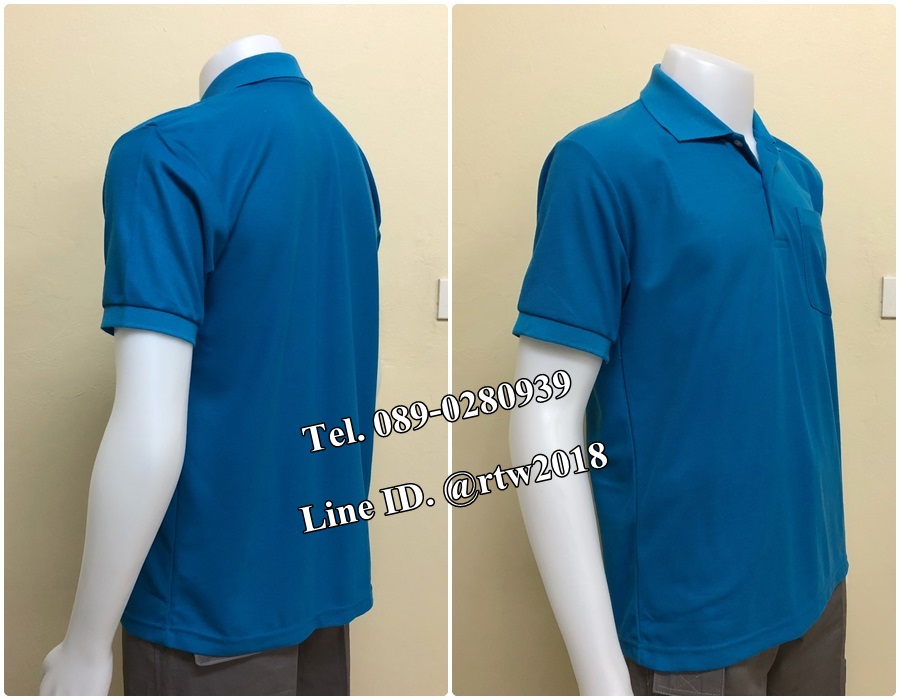 เสื้อโปโลแขนสั้นสีฟ้าเข้ม (รหัส I1)