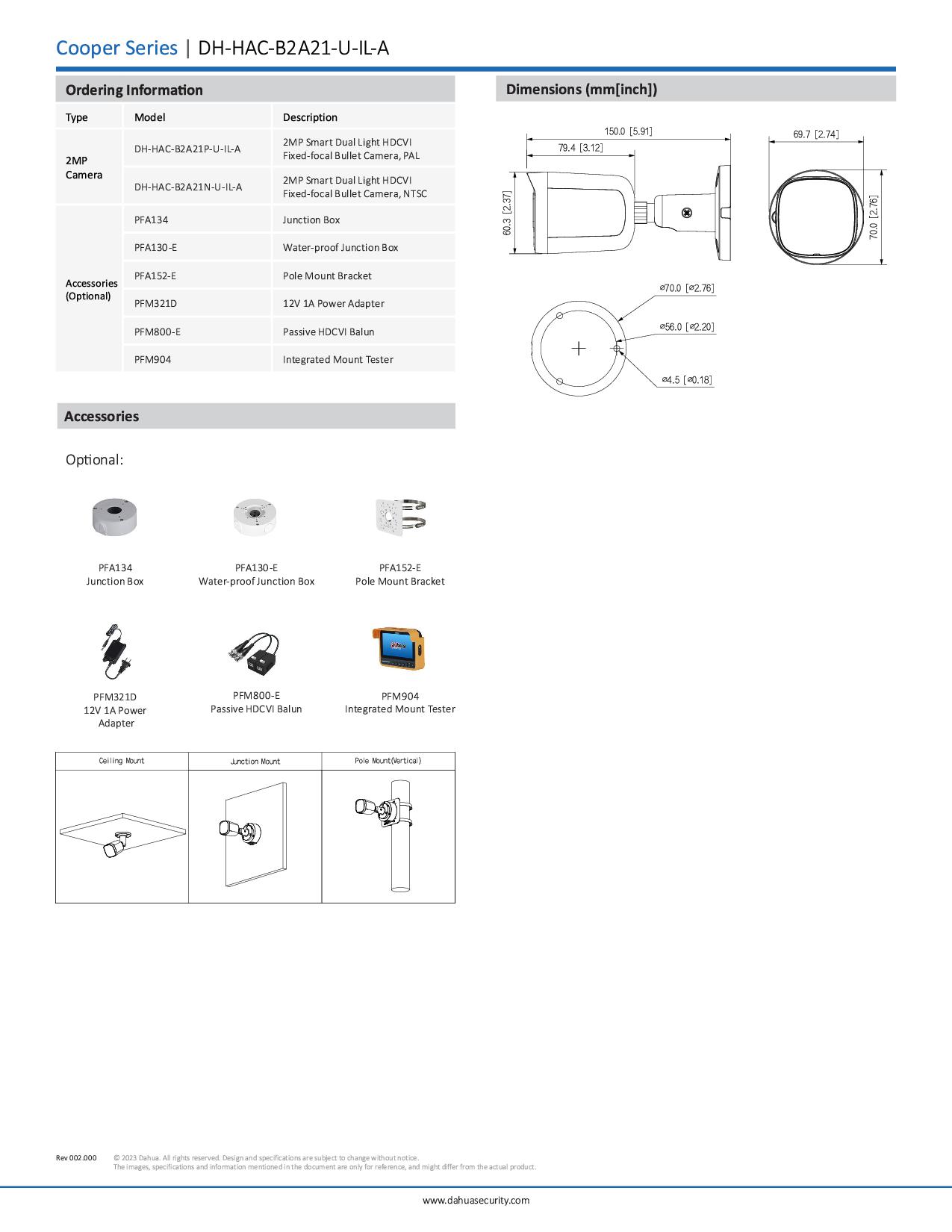 กล้อง Dahua HAC-B2A21-U-IL-A (2MP) ภาพและเสียง ภาพสี 24 ชม.