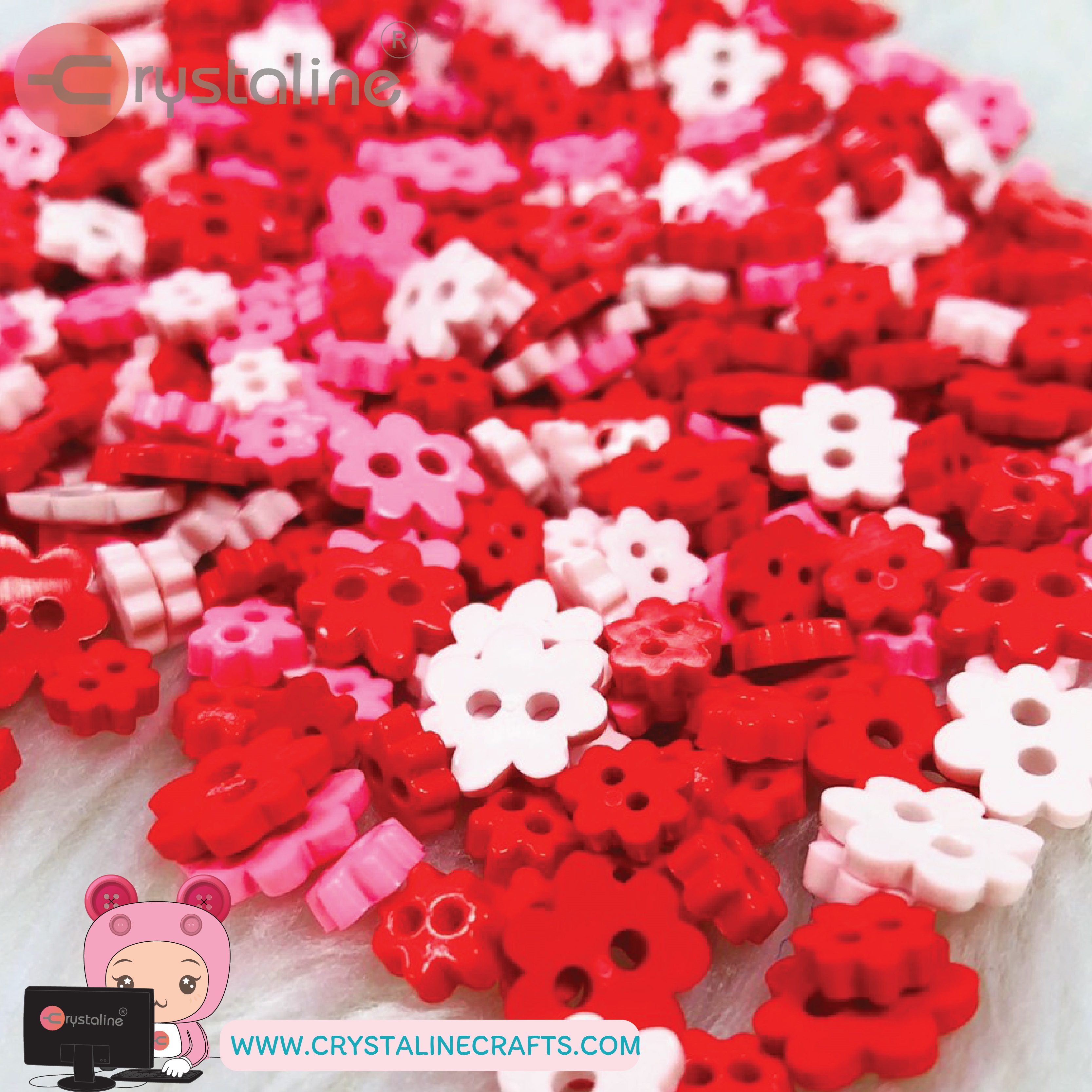 Mini flower button - Pink valentine col. (size 6mm,30g/pack)