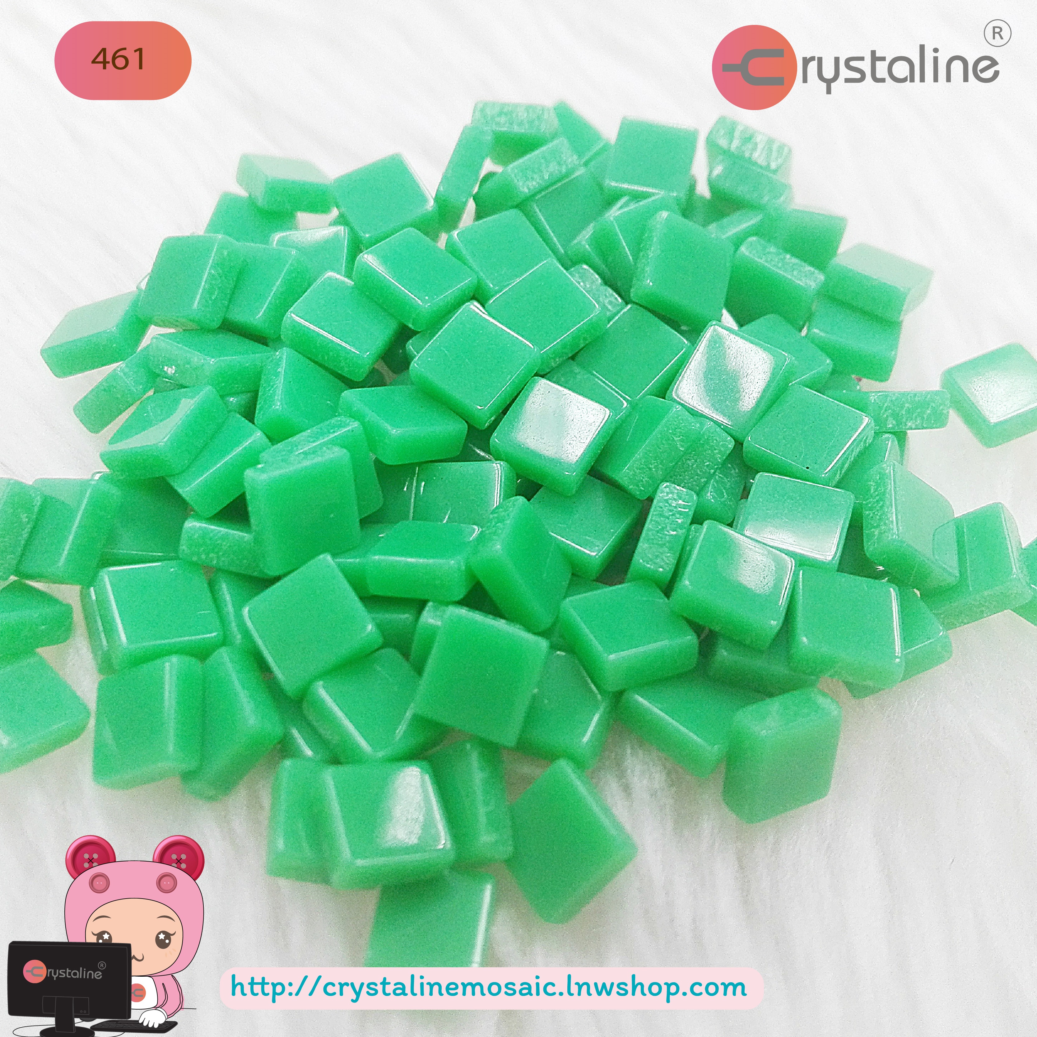 Mosaic opaque - fern green col. (size 10 x 10 mm,500g/pack)