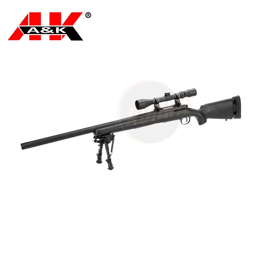 A&K M24 (Wood) Air Cocking Sniper Rifle - Black