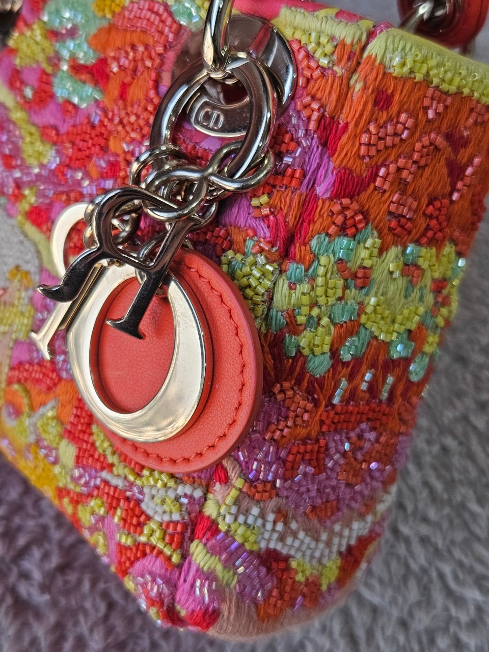 Lady Dior Micro Multicolor - Orange Gold Hardware