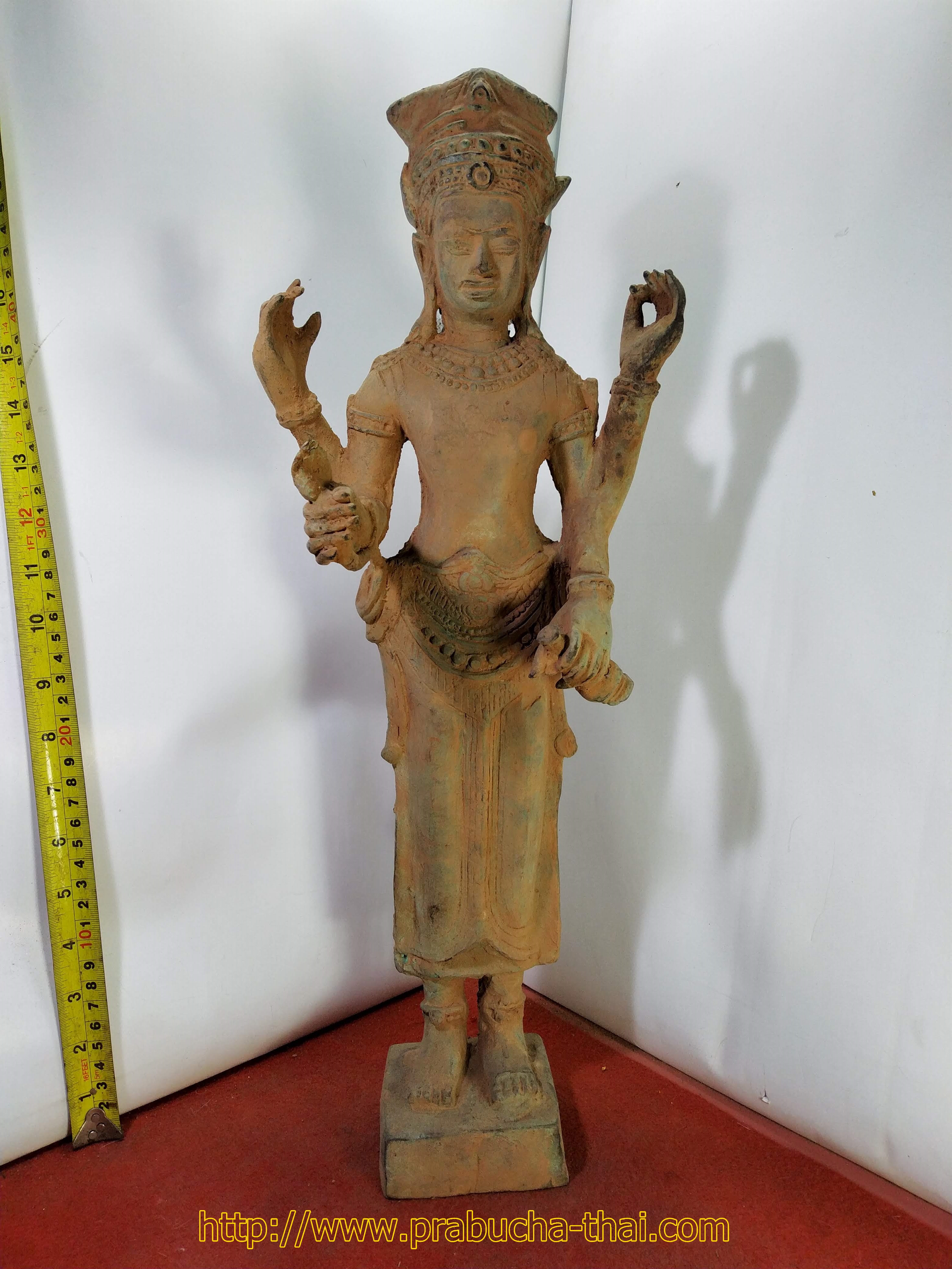 พระนางอุมา แปลงสี่กร สูง 19 นิ้ว เนื้อโลหะสำริดสภาพเก่า