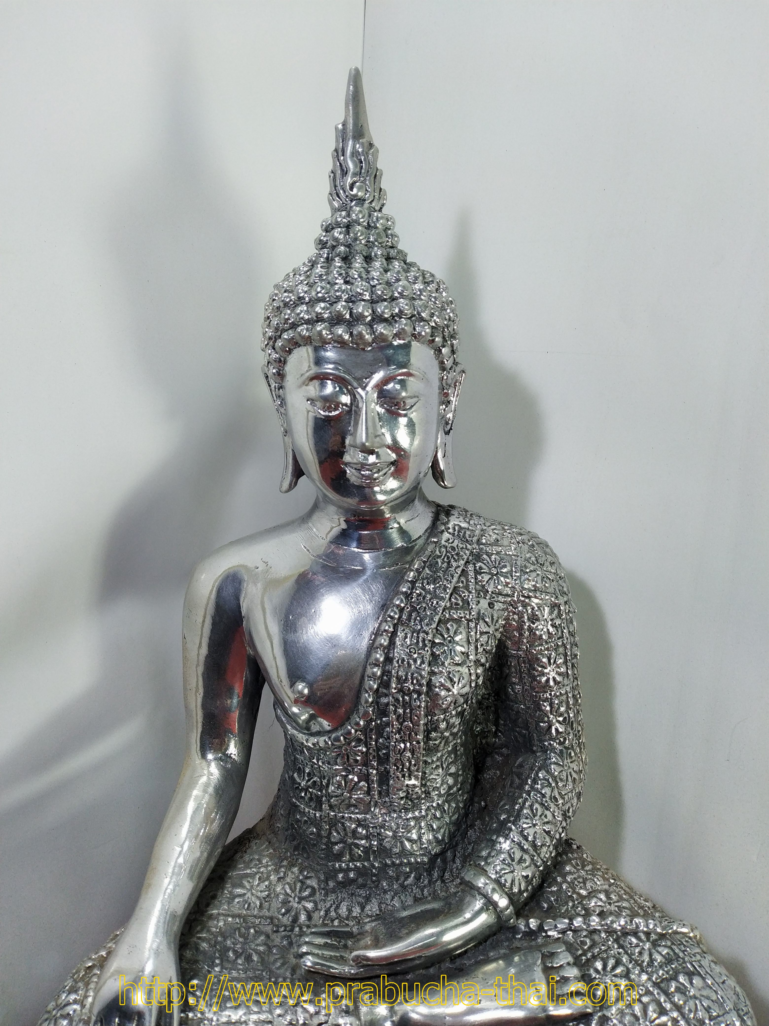 พระสุโขทัย ปางชนะมาร หน้ตัก 9 นิ้ว เนื้อโลหะเงินยวง