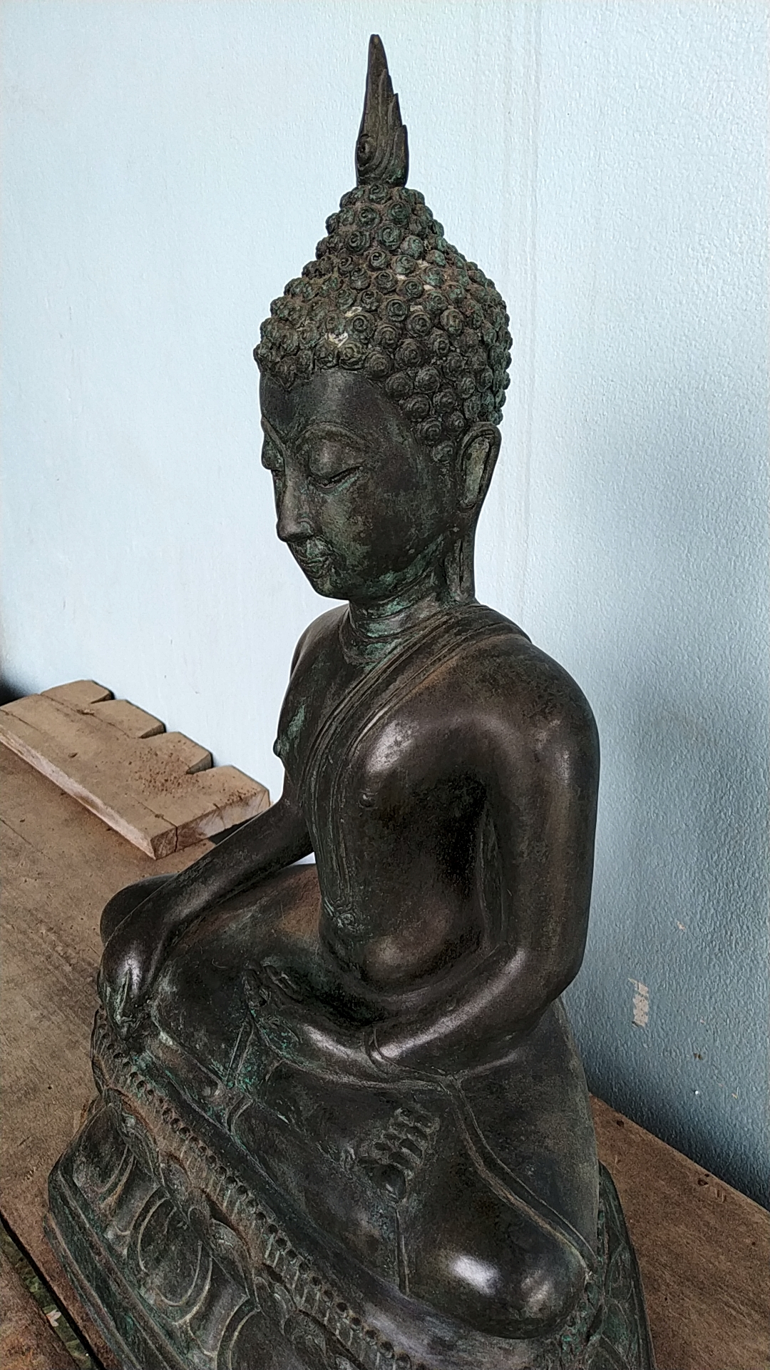 พระสุโขทัย ปางสดุ้งมาร หน้าตัก 12 นิ้ว เนื้อโลหะสำริด