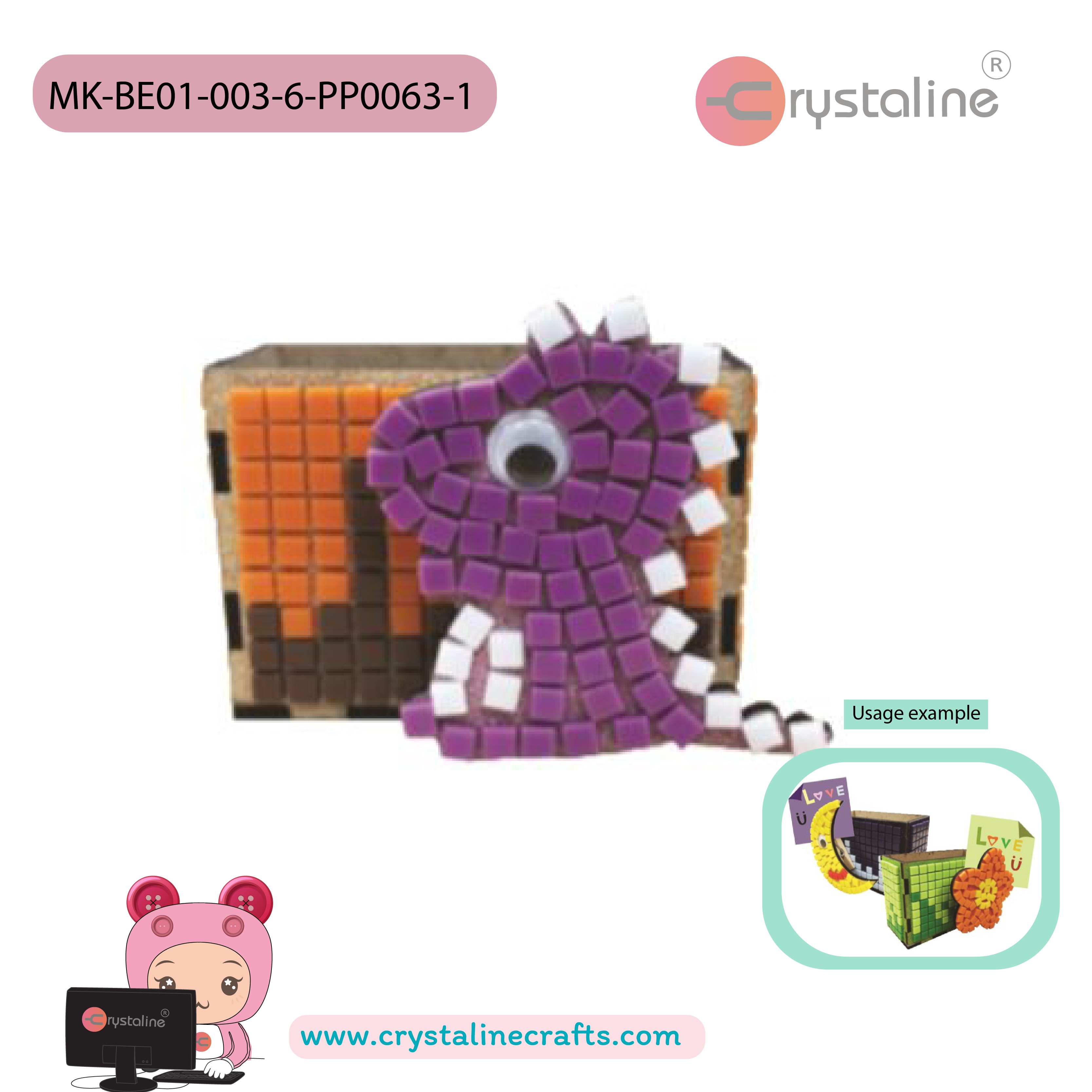 Note paper box kit - Dinosaur (size 5.8x8.5x6 cm,1pc/pack)