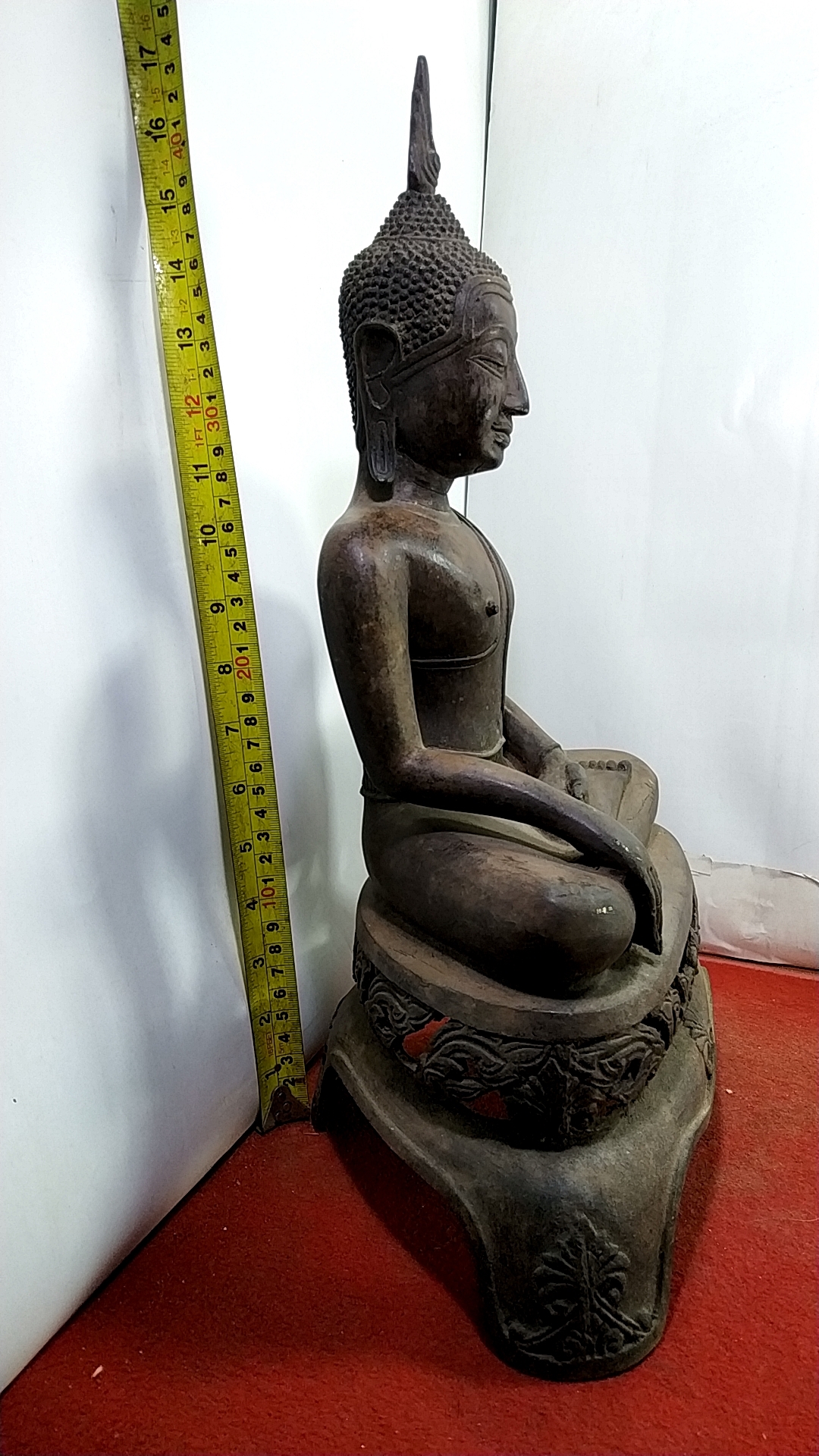 พระบูชา พระอู่ทอง ฐานสามขาฉลุลาย หน้าตัก 9 นิ้ว เนื้อสำริด