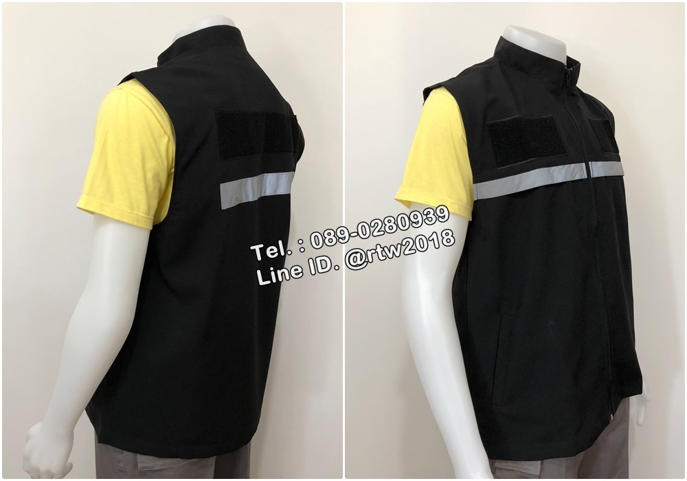 เสื้อกั๊กเจ้าหน้าที่สีดำ พร้อมที่ติดตีนตุ๊กแก (รหัส S1)