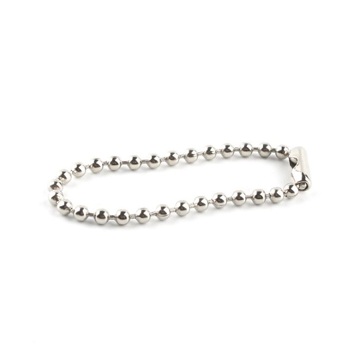 ขายส่ง(100ชิ้น) โซ่ไข่ปลาพร้อมตัวล็อค สีเงิน(nickel) 8-18cm. พวงกุญแจไข่ปลา เม็ด 2.4 อะไหล่พวงกุญแจ