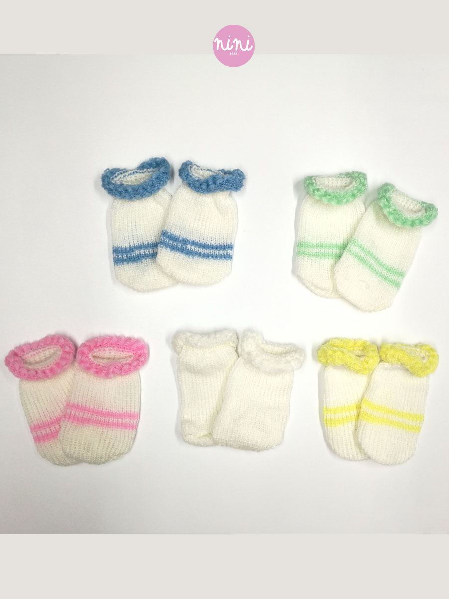 ขายส่ง ถุงมือเด็กอ่อน ถุงมือทารก ถุงมือเด็กแรกเกิด รุ่นถุงมือพื้นขาวริ้วรุ้ง (ราคาต่อโหล) nongnini1988