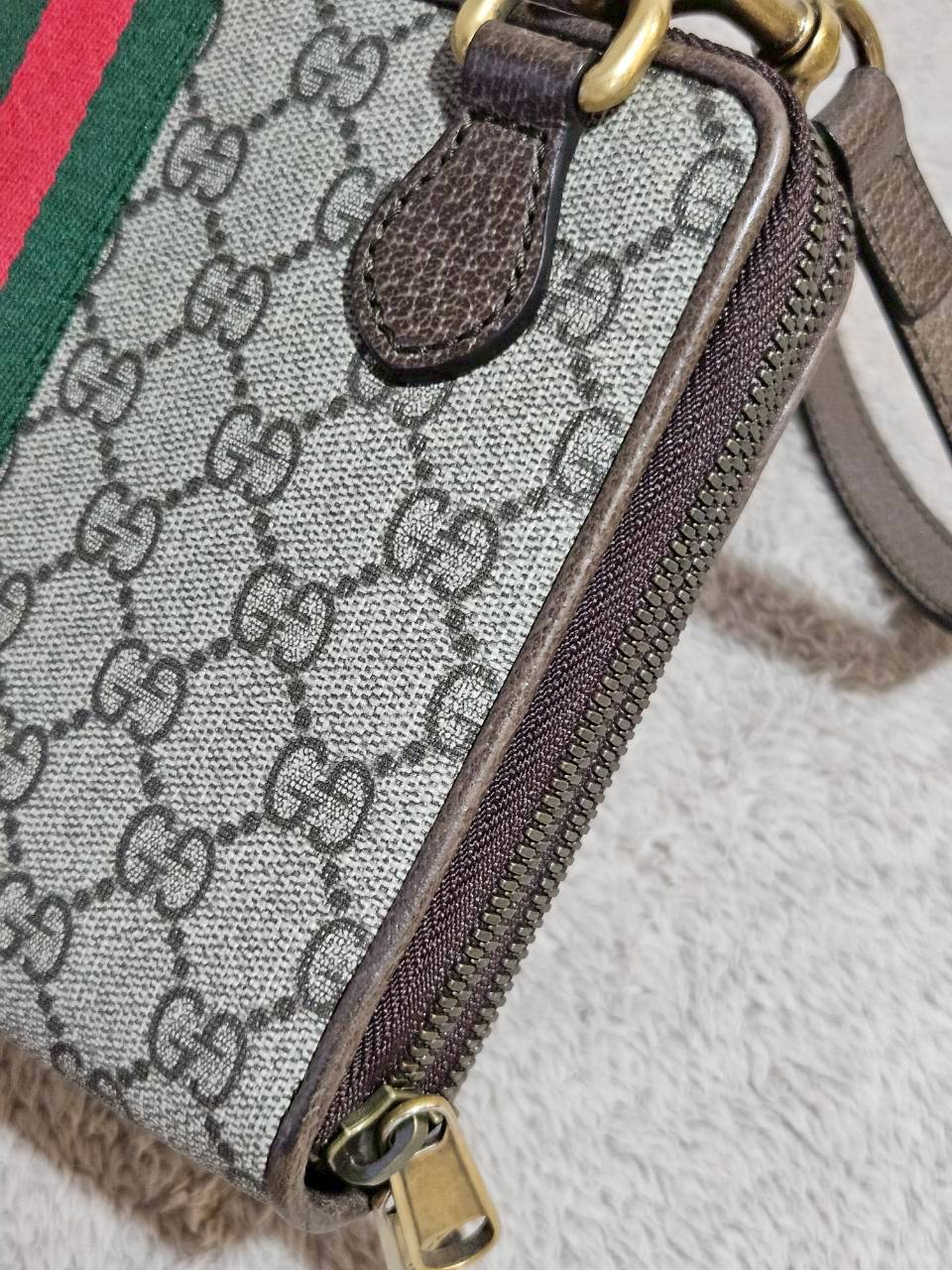 Gucci 575722 Ophidia Shoulder Bag Supreme Beige Brown