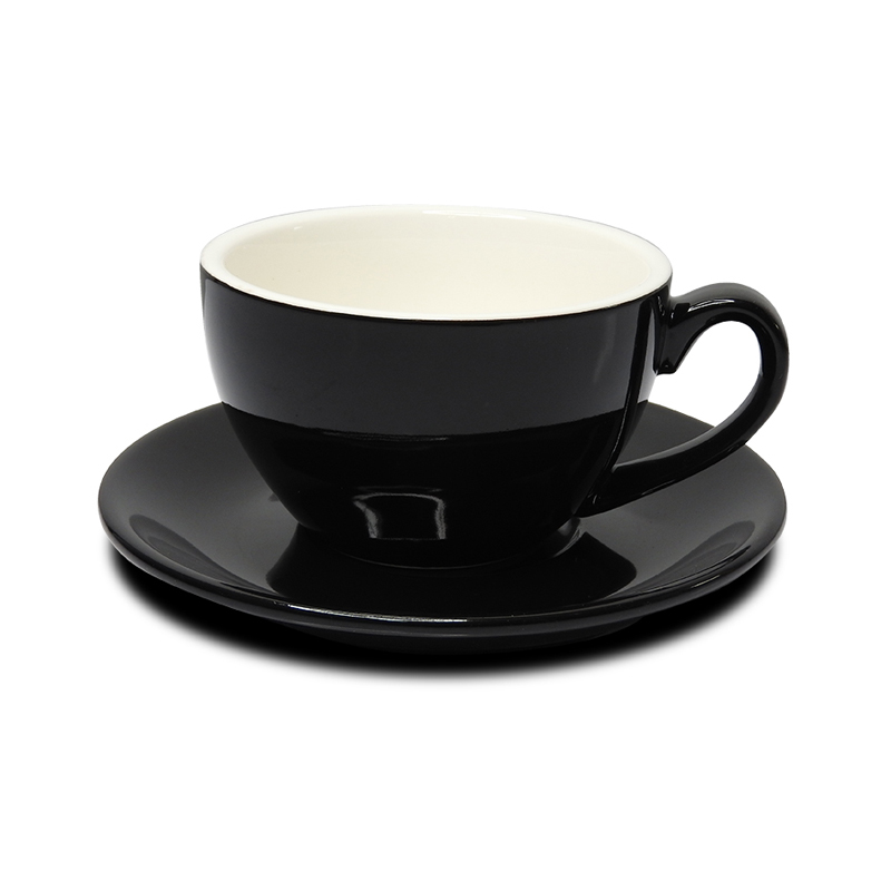 coffee cup 150 ML. Size M (Black-inside white) with Saucer