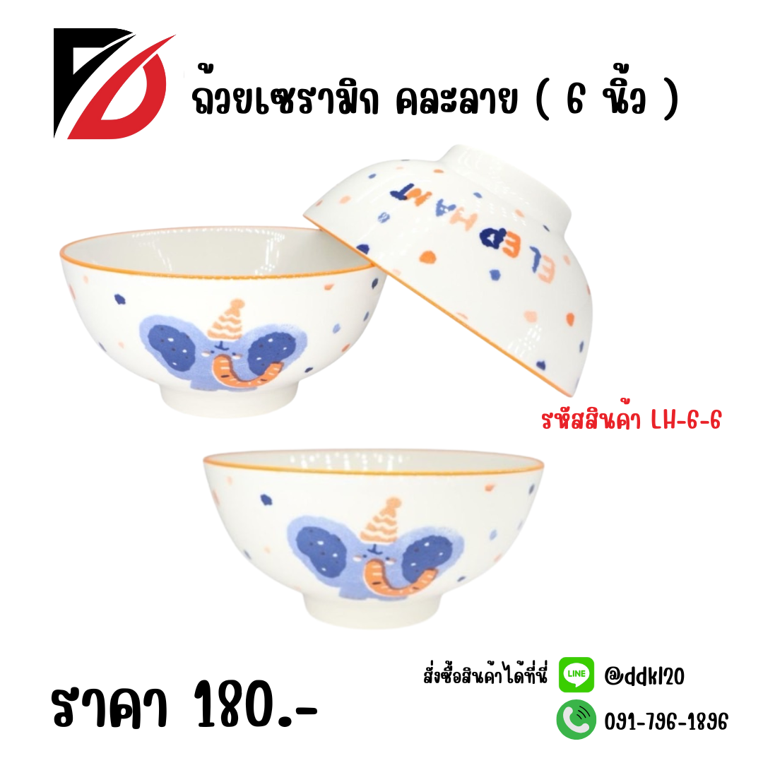 ถ้วยเซรามิก คละลาย (6 นิ้ว)