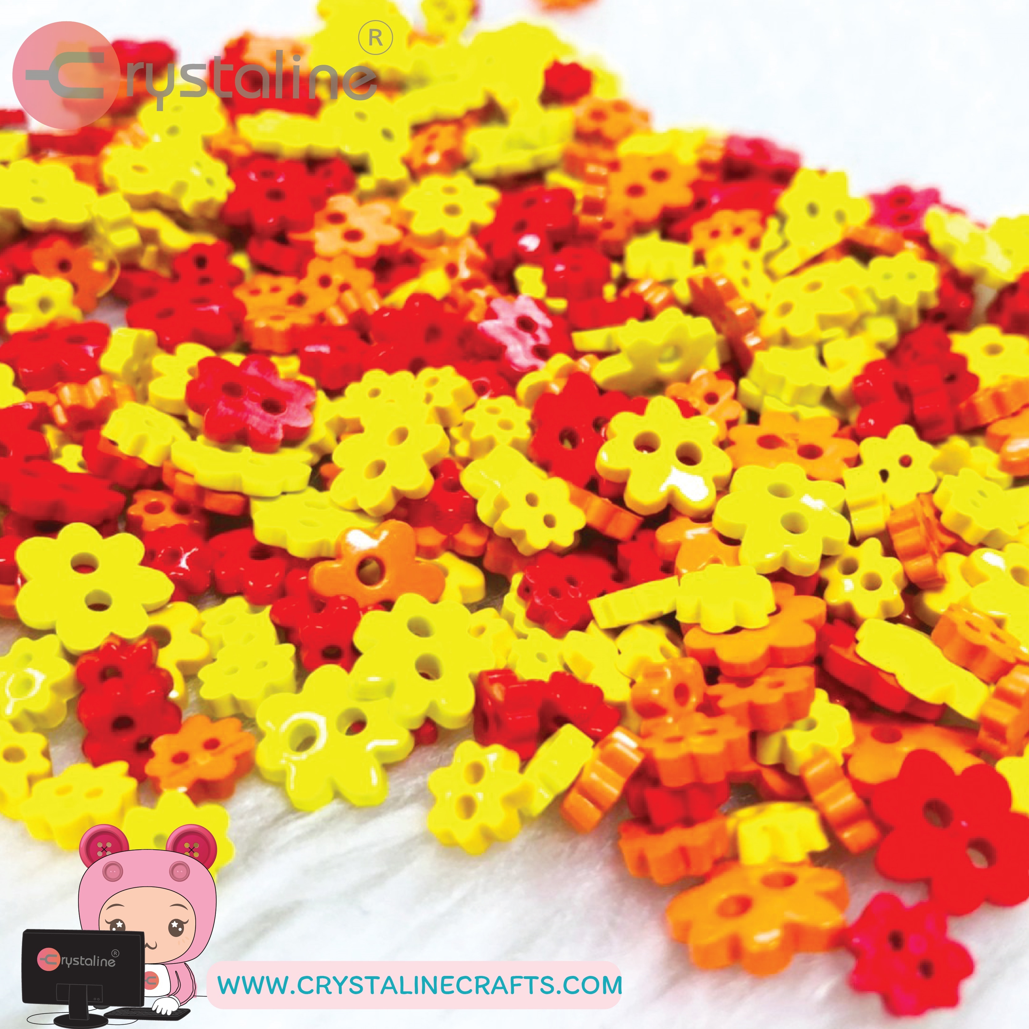 Mini flower button - Sunshine col. (size 6mm,30g/pack)