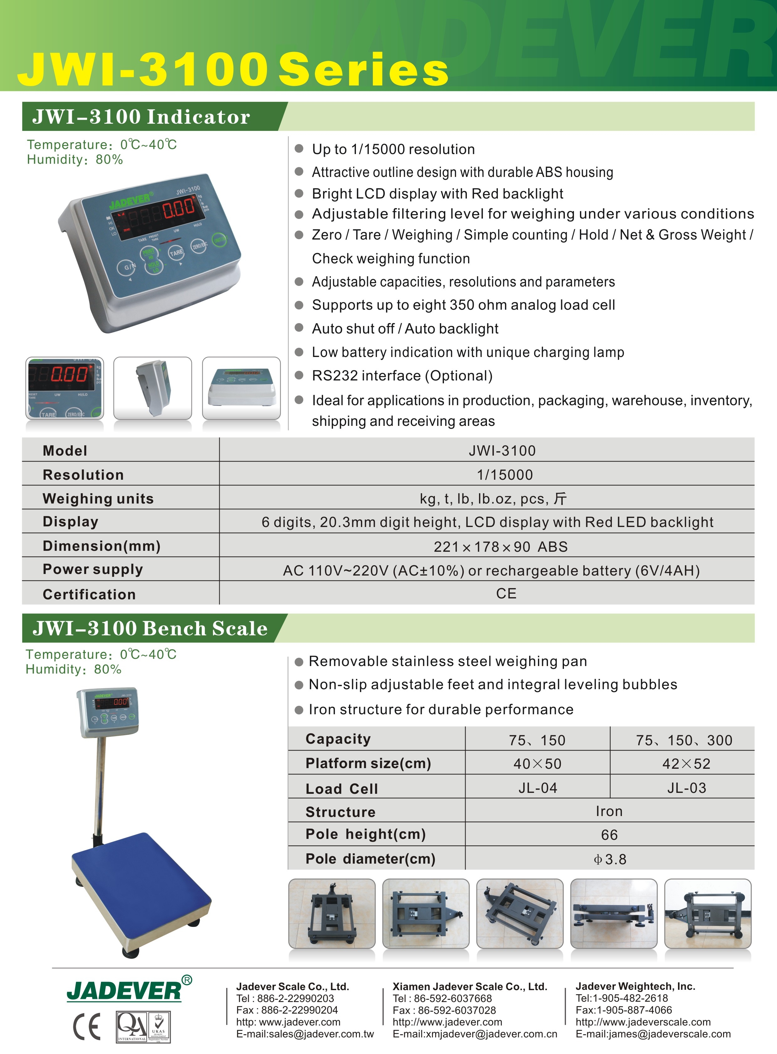 JADEVER เครื่องชั่งตั้งพื้น JWI 3100