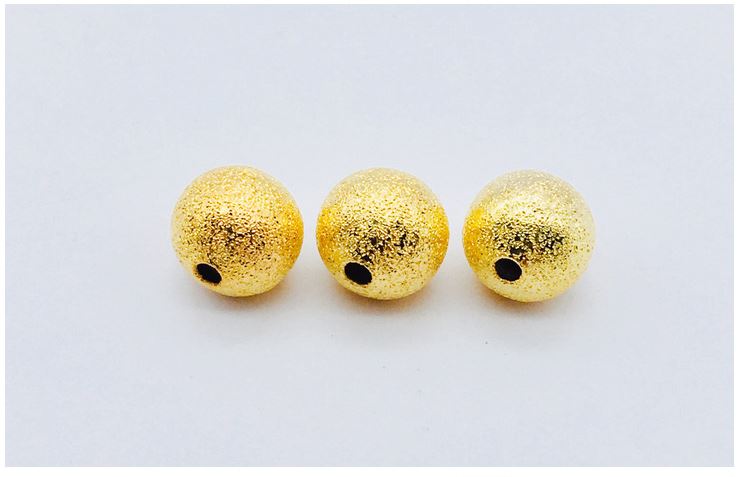ขายส่ง ลูกปัด ลูกปัดโลหะ ลูกปัดสีทอง ลุกปัดพ่นทราย (บรรจุ 100เม็ด) *วัสดุ เนื้อทองแดง*