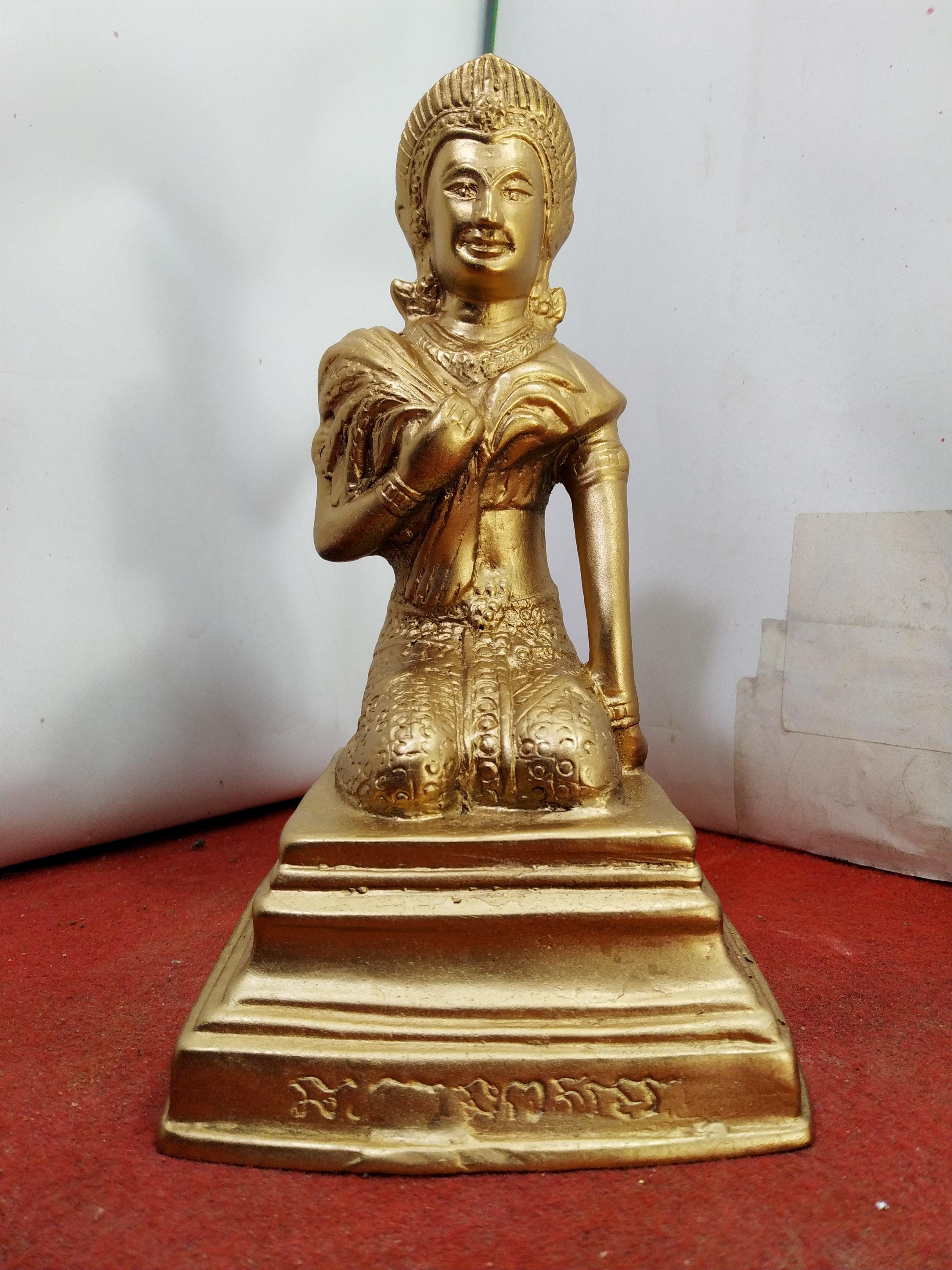 พระแม่โพสพ เทวีแห่งข้าวพันธุ์ธัญญาหาร เนื้อโลหะทองเหลืองพ่นทรายสีทอง