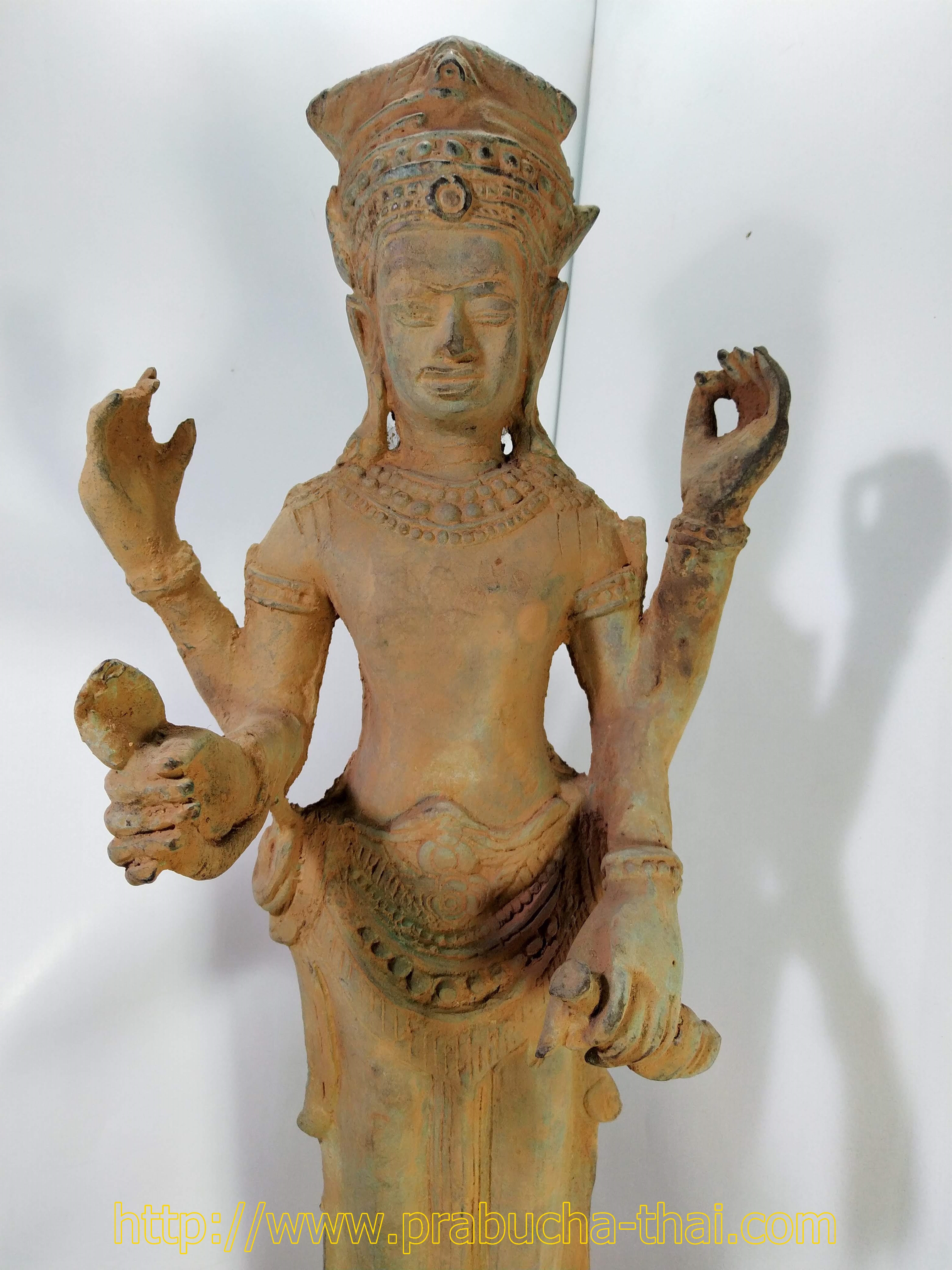 พระนางอุมา แปลงสี่กร สูง 19 นิ้ว เนื้อโลหะสำริดสภาพเก่า