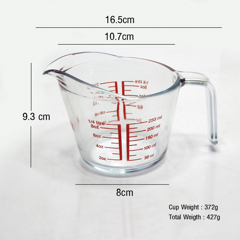 250 CC.Tempered glass measuring jug 1610-464