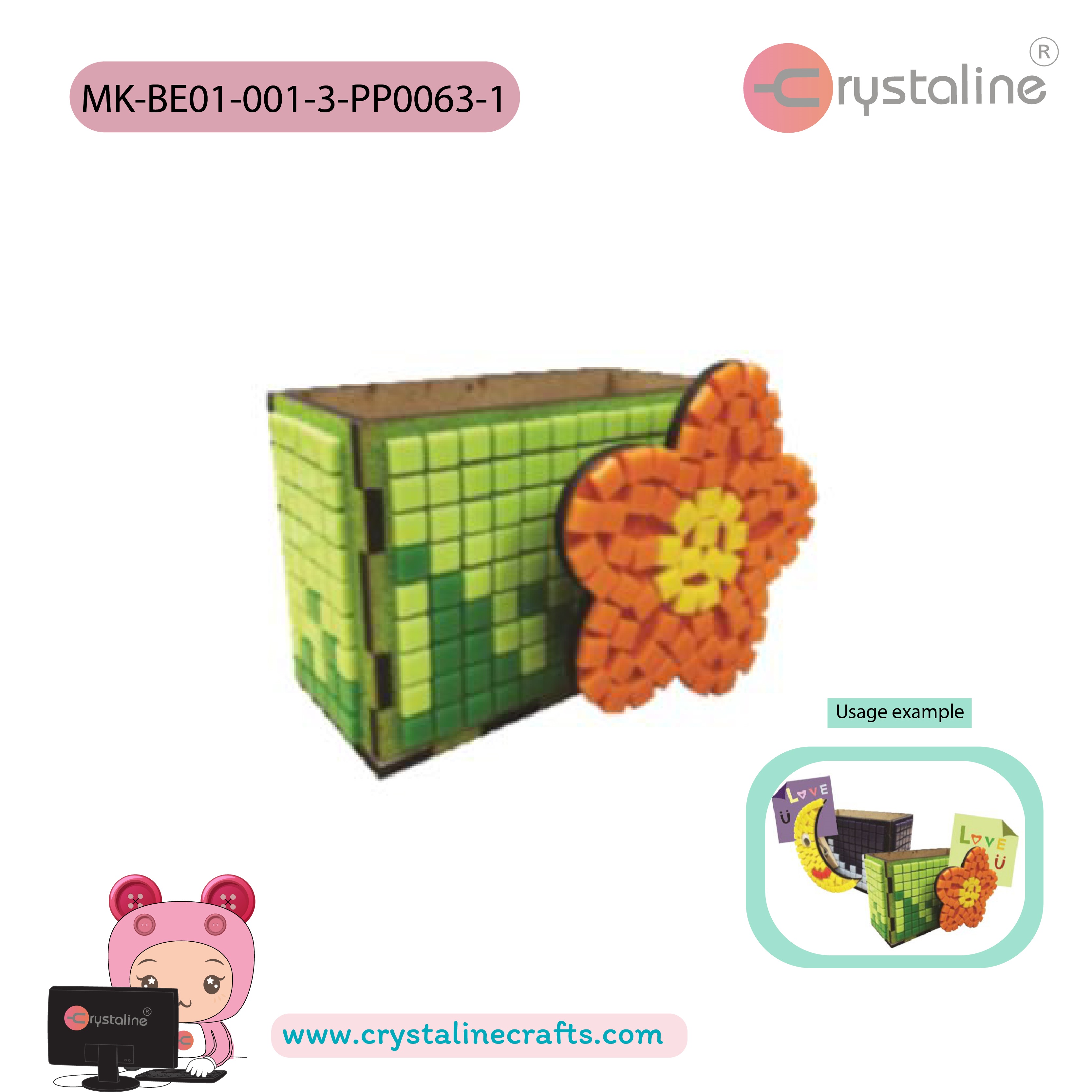 Note paper box kit - Garden (size 5.8x8.5x6 cm,1pc/pack)