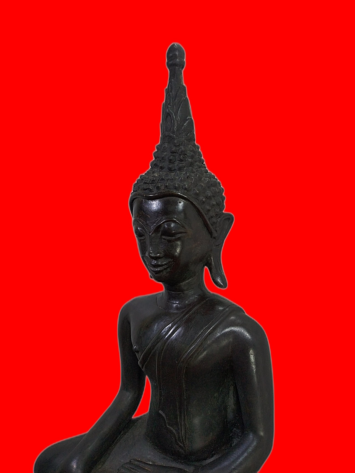 พระเชียงรุ้ง ล้านนา ฐานสูง หน้าตัก 9 นิ้ว เนื้อโลหะสำริด