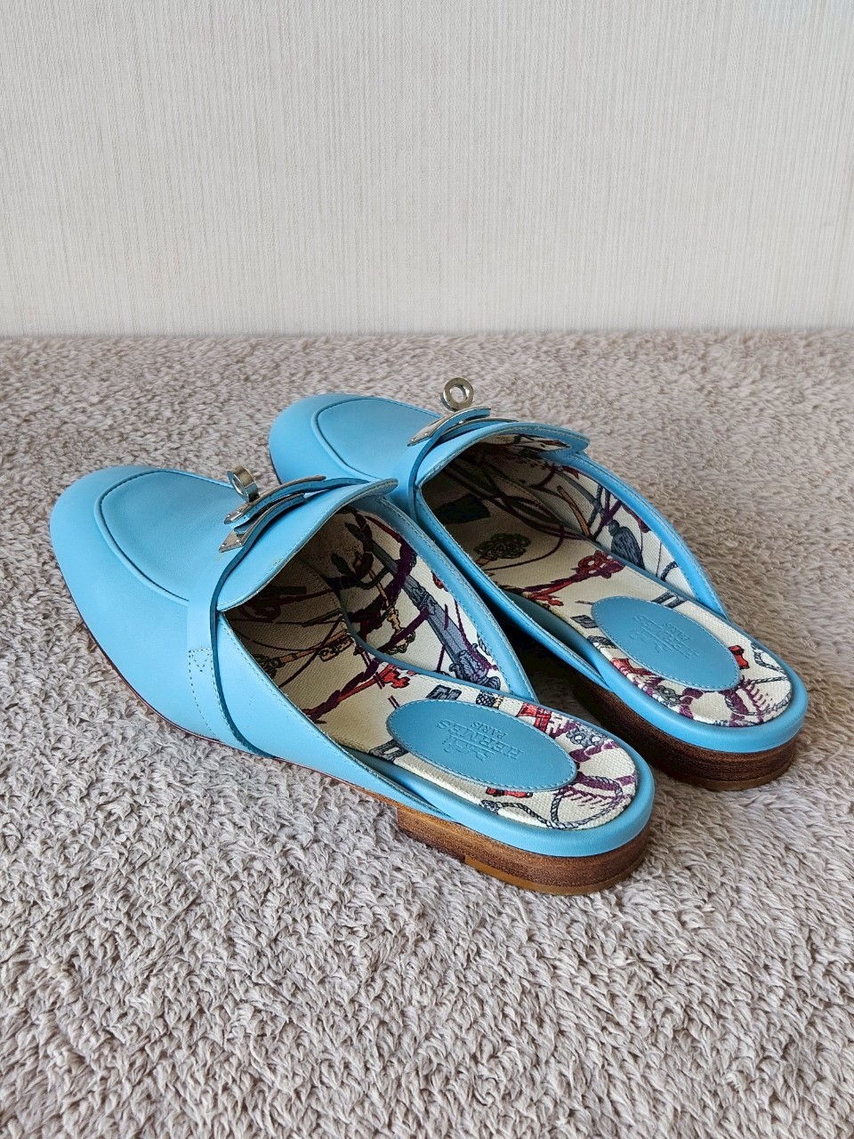 Hermes Oz Mules Blue